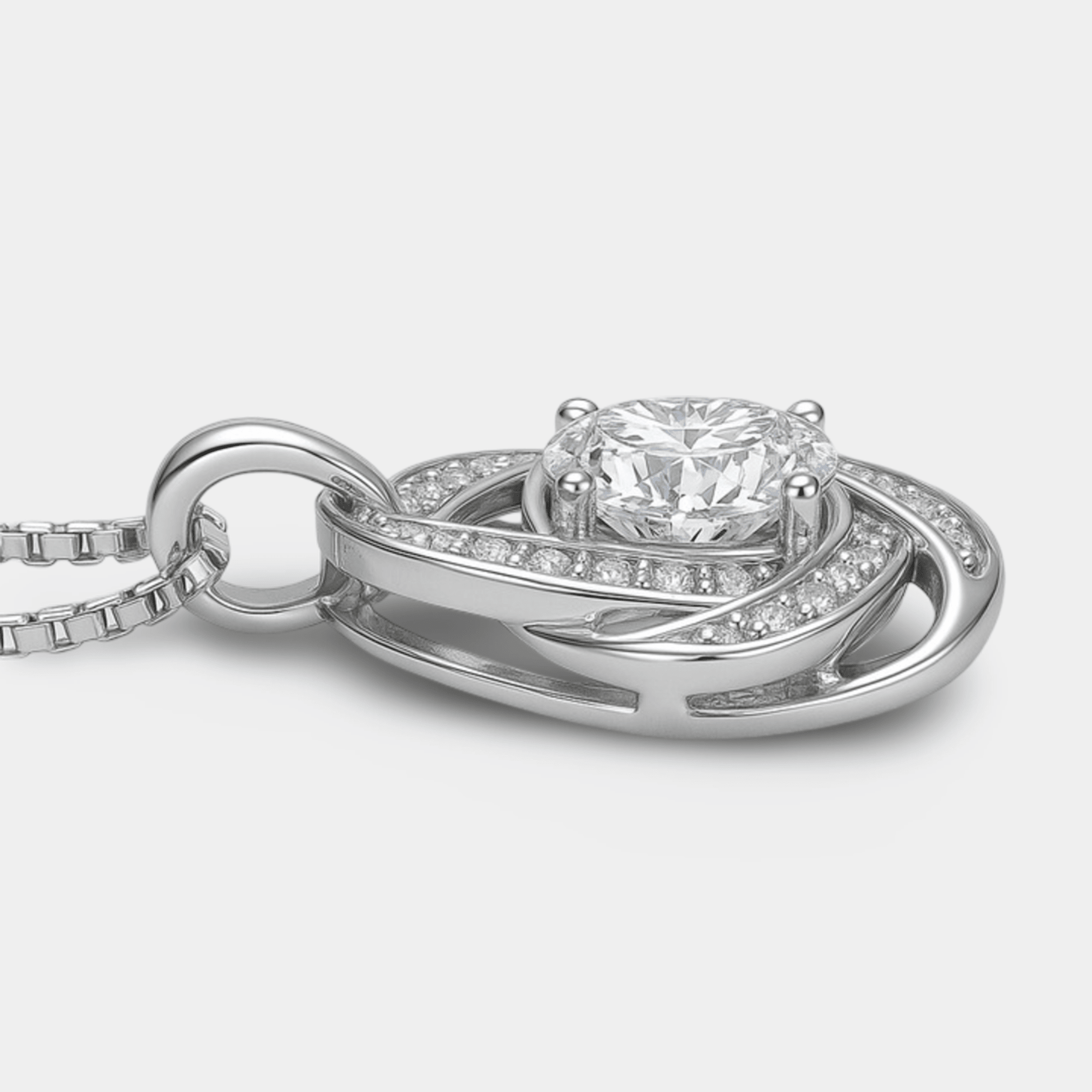 Moissanite Love Knot Necklace | Women's Pendant | Sterling Silver | Symbol of Eternal Love - MH ELEGANCE - Moissanite Love Knot Necklace - MH ELEGANCE - Necklace