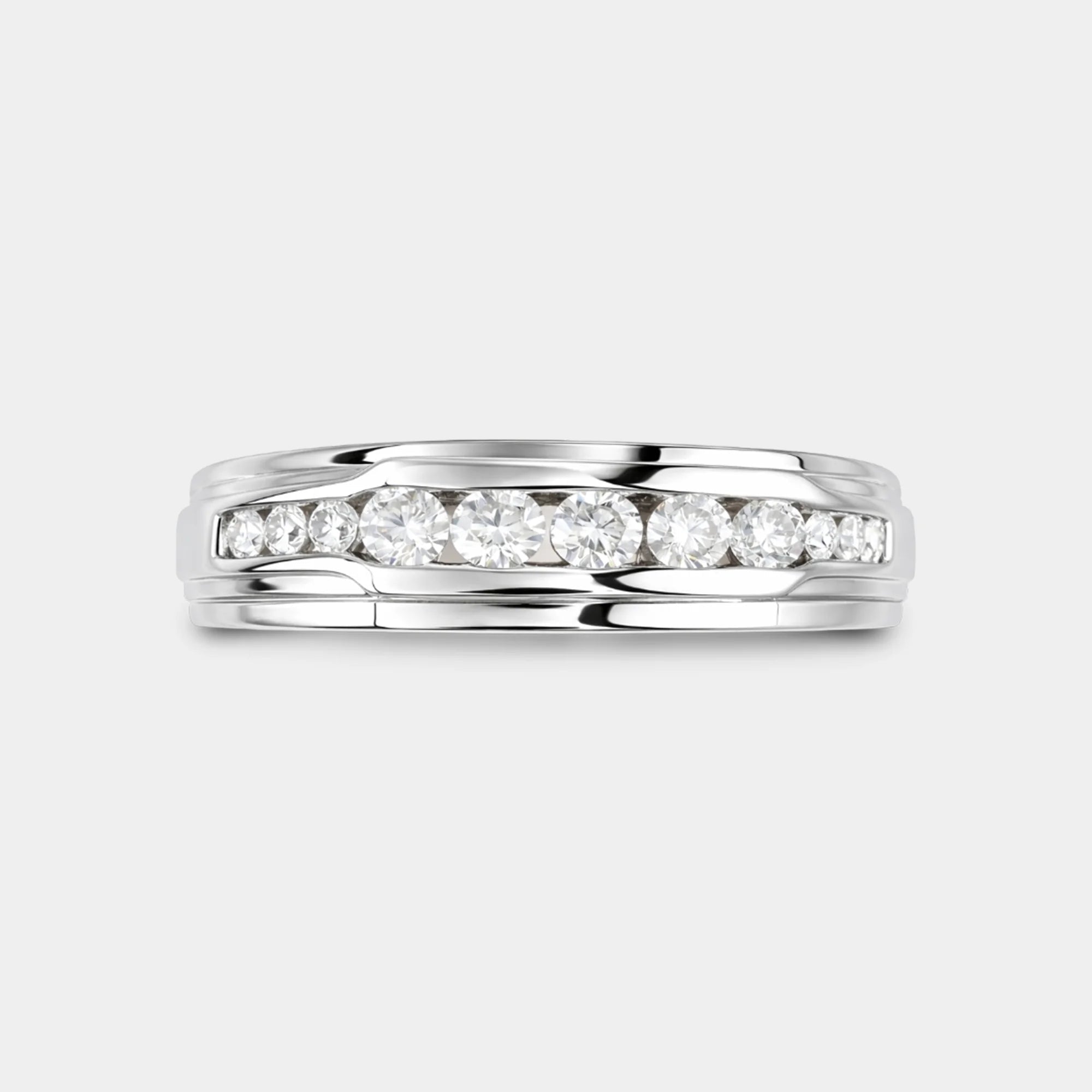 Moissanite Men's Wedding Band | Lab Created Diamond Alternative Ring - MH ELEGANCE - Moissanite Men's Wedding Band | Lab Created Diamond Alternative Ring -