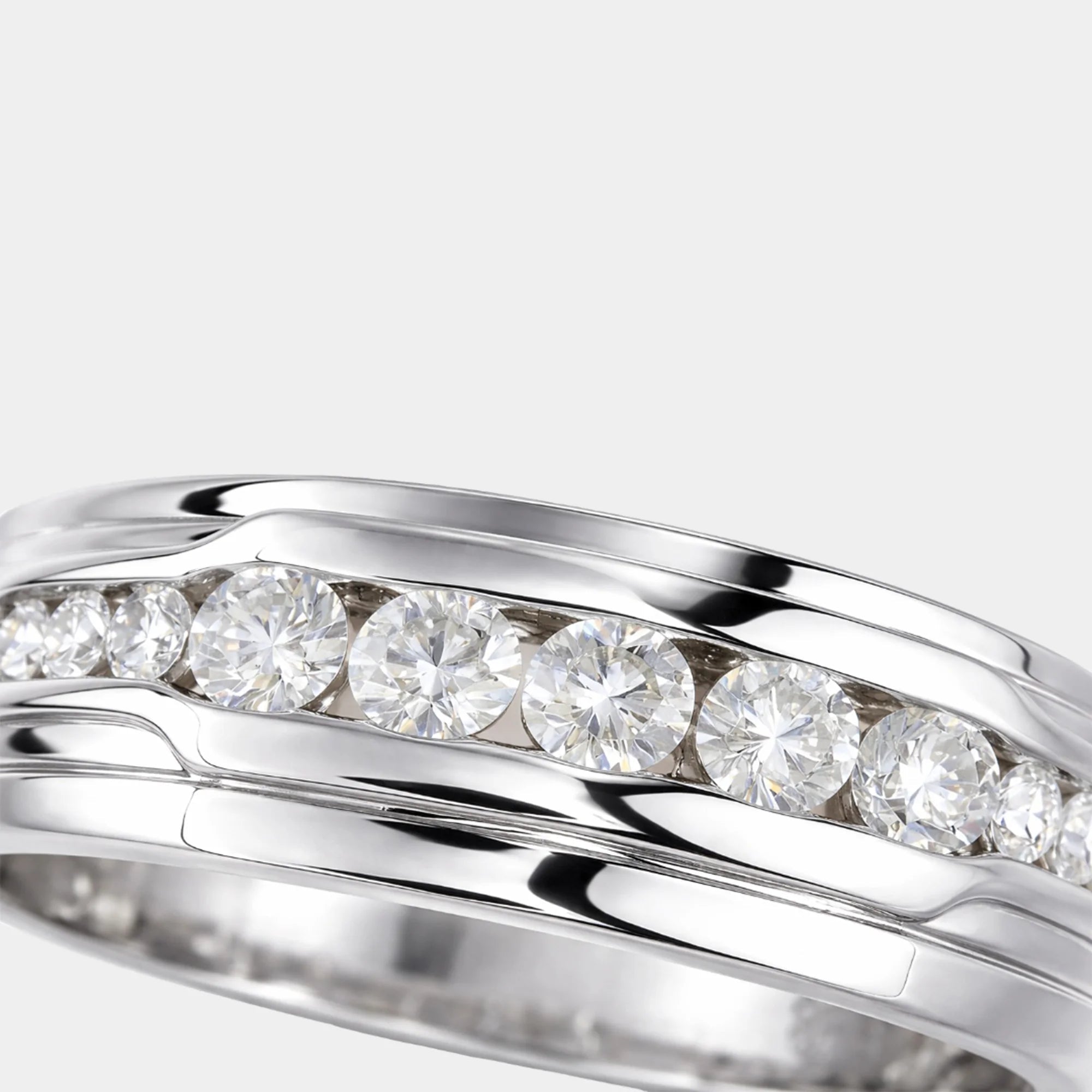 Moissanite Men's Wedding Band | Lab Created Diamond Alternative Ring - MH ELEGANCE - Moissanite Men's Wedding Band | Lab Created Diamond Alternative Ring -
