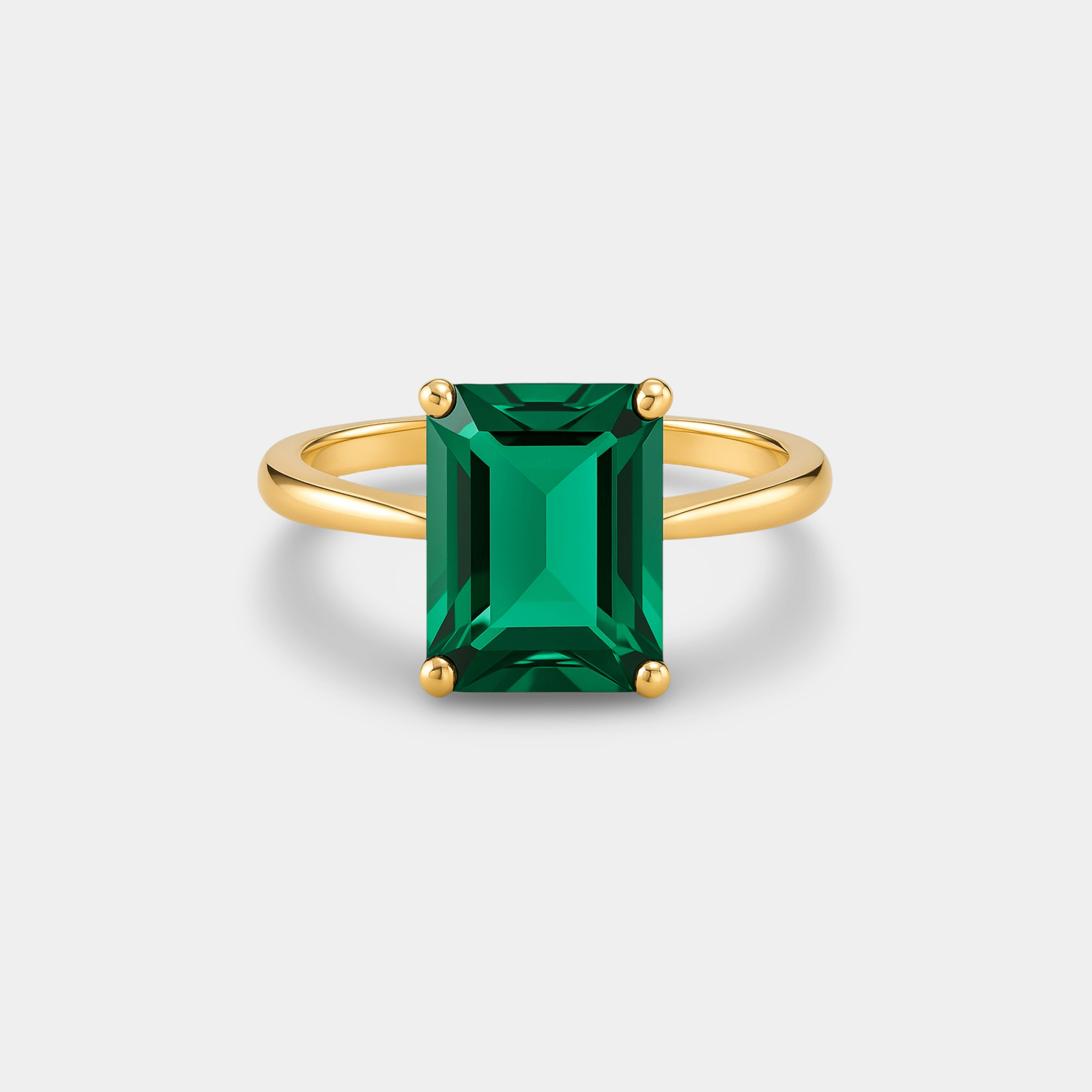 Nano Emerald Solitaire Gold Ring - MH ELEGANCE - Nano Emerald Solitaire Gold Ring - MH ELEGANCE -