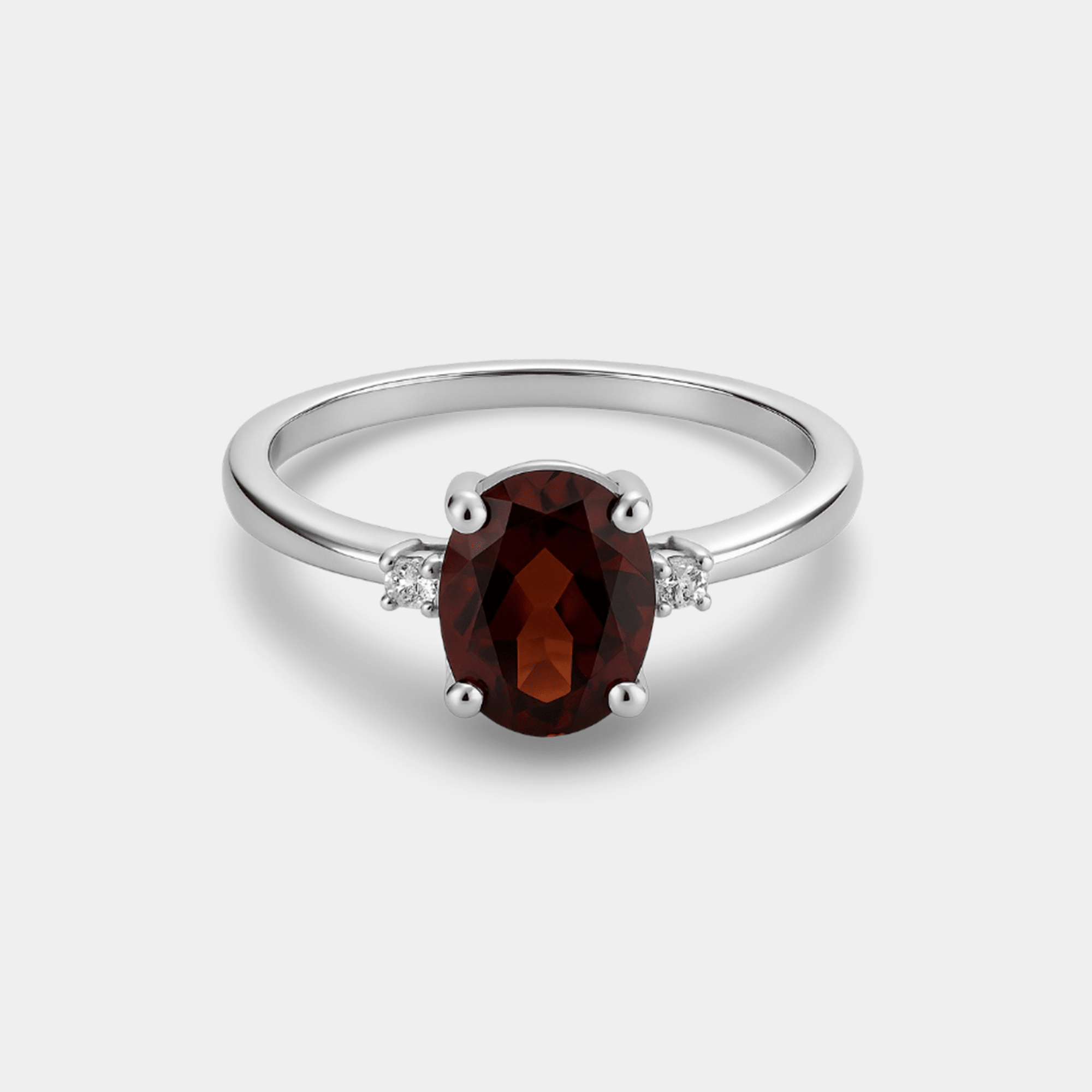 Nira Garnet & Diamond Accent Ring - MH ELEGANCE - Nira Garnet & Diamond Accent Ring - MH ELEGANCE -
