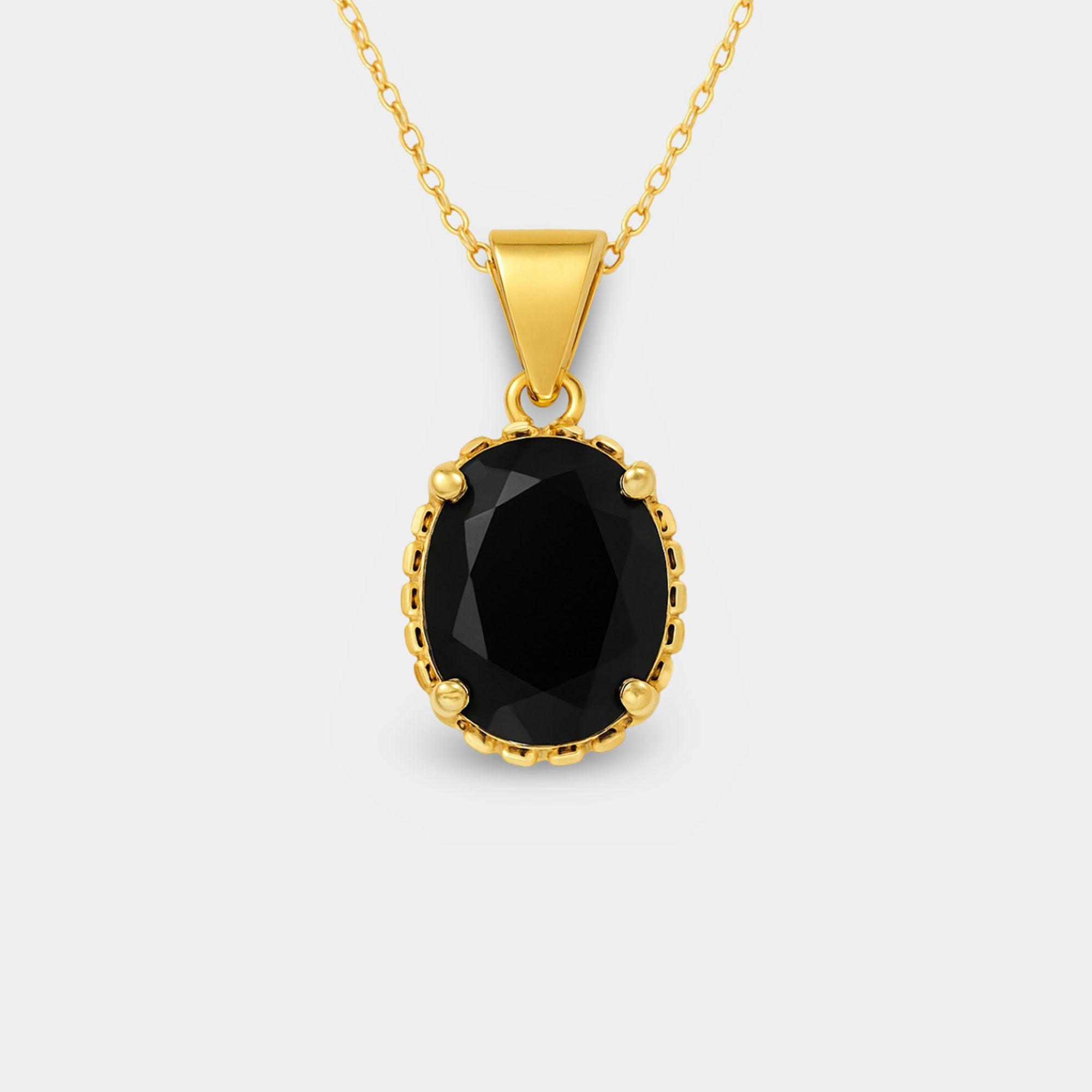 Onyx Solitaire Pendant - MH ELEGANCE - Onyx Solitaire Pendant - MH ELEGANCE -