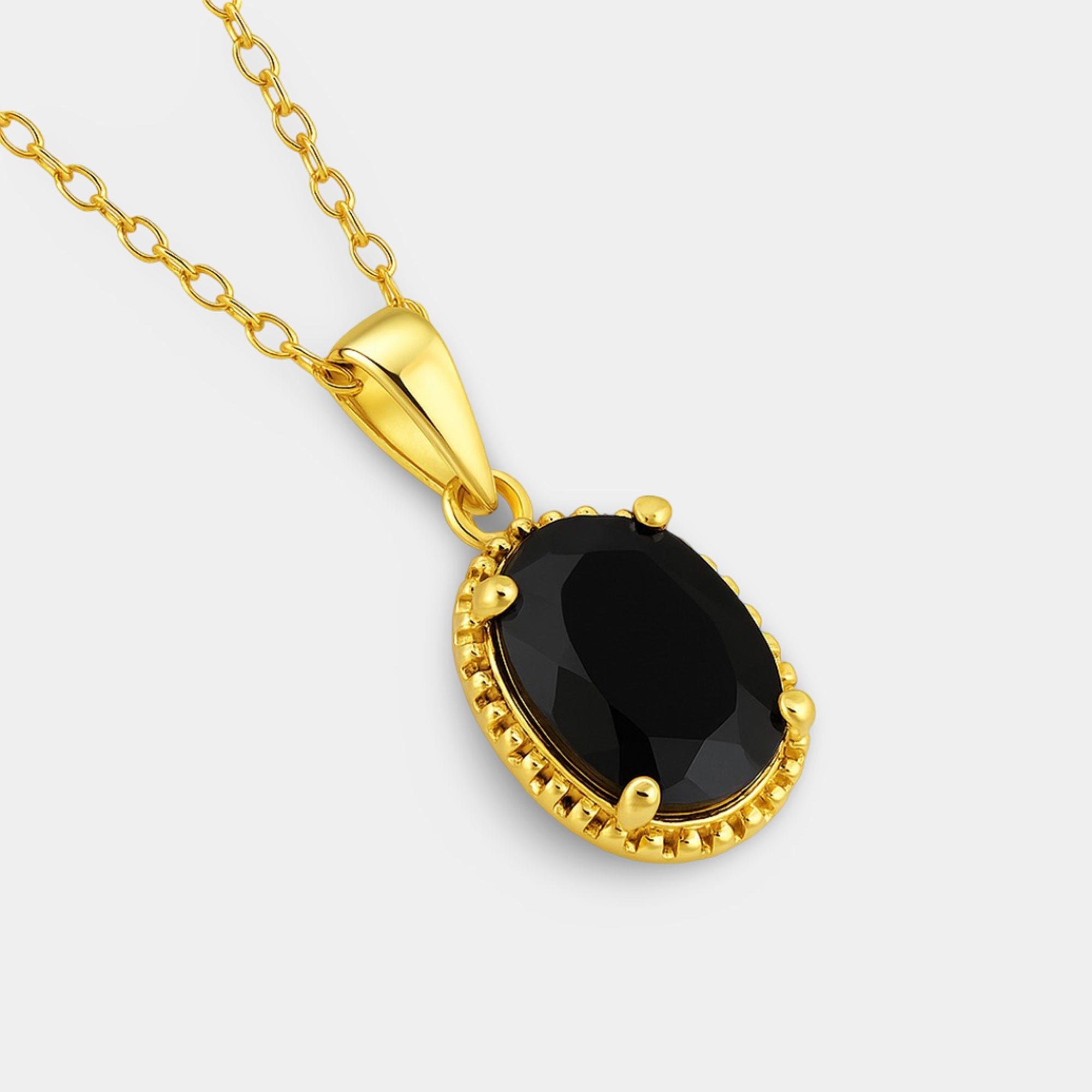 Onyx Solitaire Pendant - MH ELEGANCE - Onyx Solitaire Pendant - MH ELEGANCE -