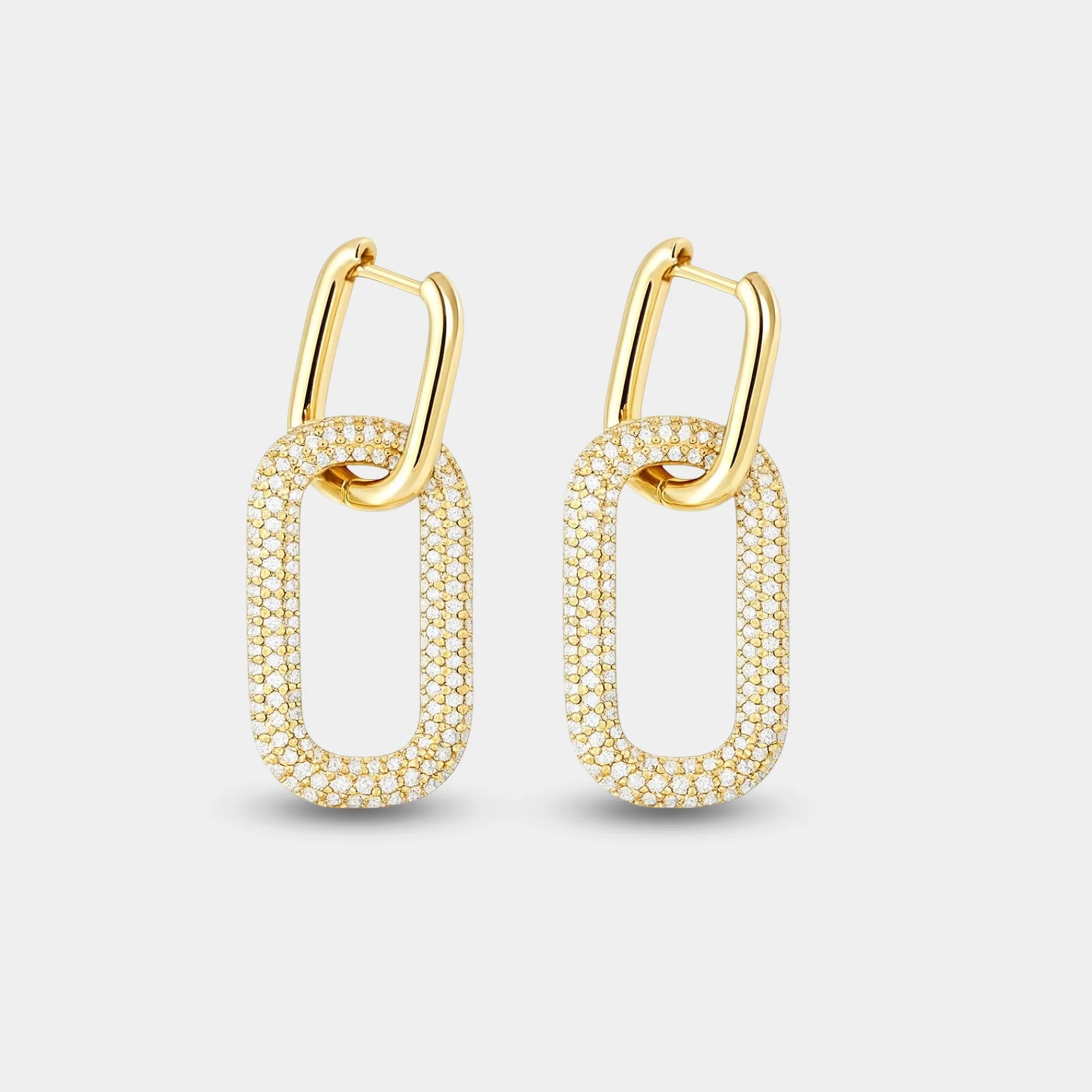 Paperclip CZ Dangle Hoops - MH ELEGANCE - Paperclip CZ Dangle Hoops -