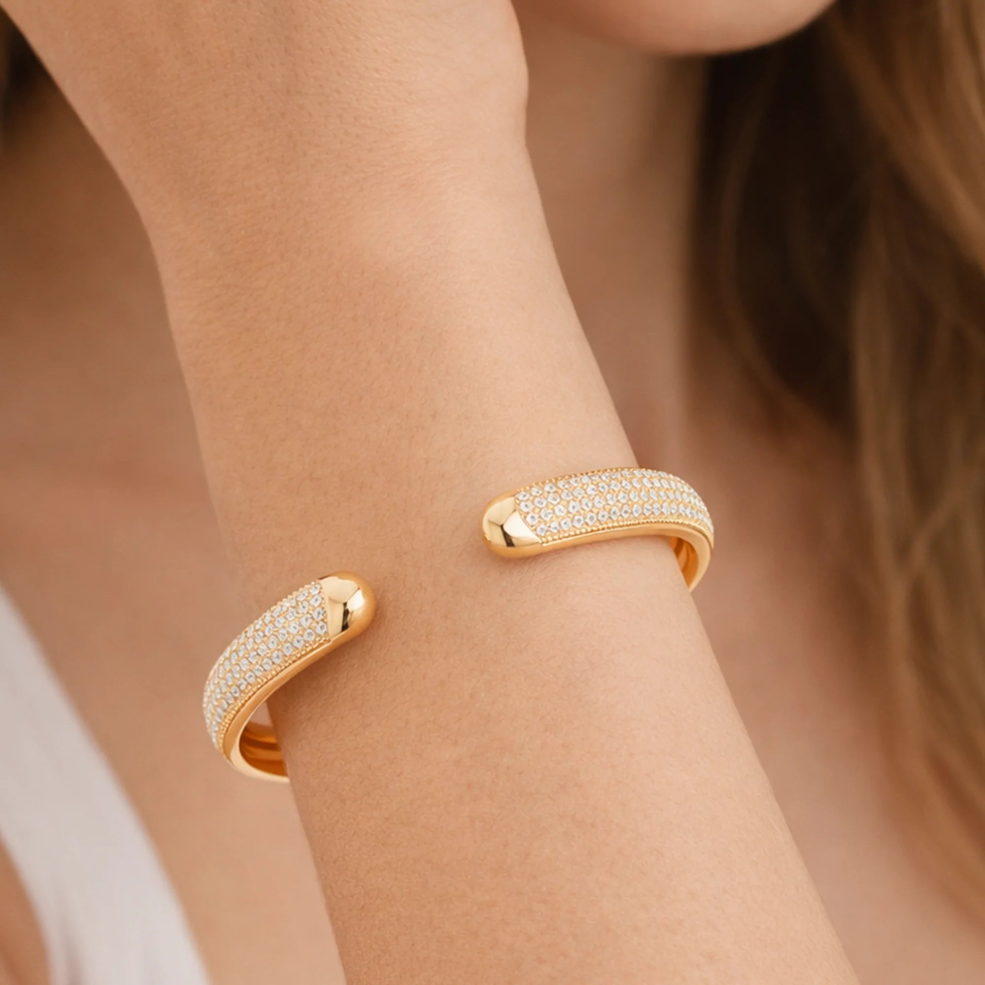 Pavé CZ Cuff Bangle - MH ELEGANCE - Pavé CZ Cuff Bangle -
