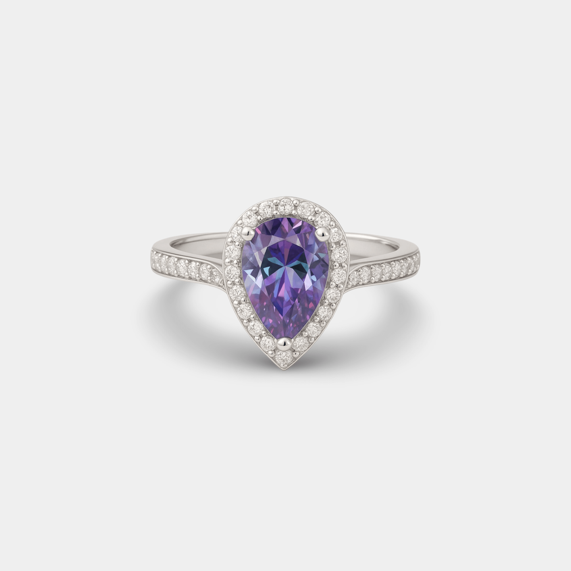 Pear-Shaped Color-Changing Alexandrite Ring - MH ELEGANCE - Pear-Shaped Color-Changing Alexandrite Ring - MH ELEGANCE -