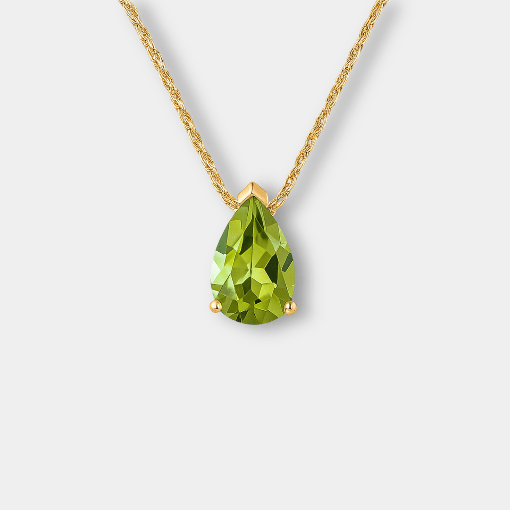 Pear-Shaped Peridot Pendant Necklace - MH ELEGANCE - Pear-Shaped Peridot Pendant Necklace - MH ELEGANCE -