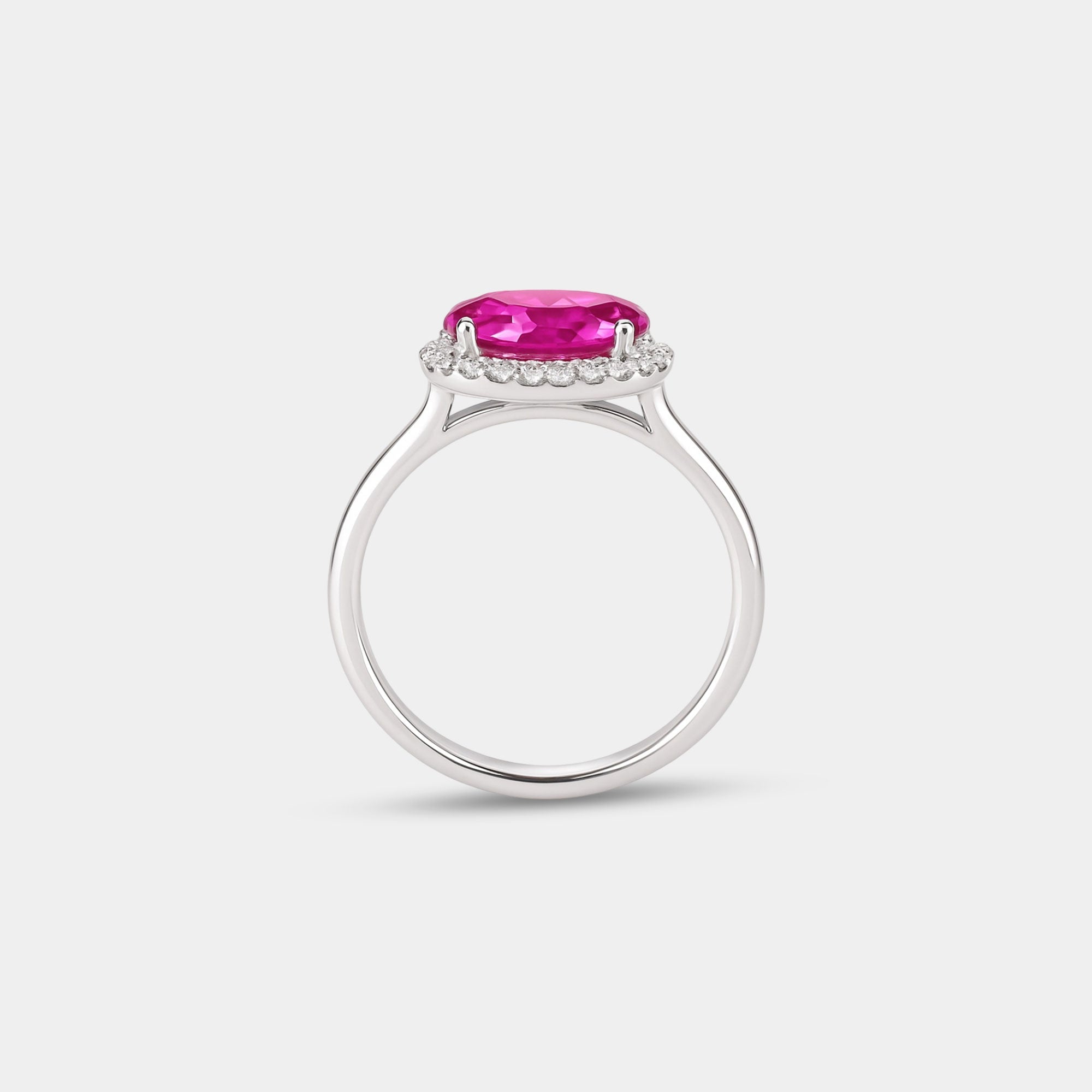 Pink Sapphire & Diamond Halo Ring - MH ELEGANCE - Pink Sapphire & Diamond Halo Ring - MH ELEGANCE -