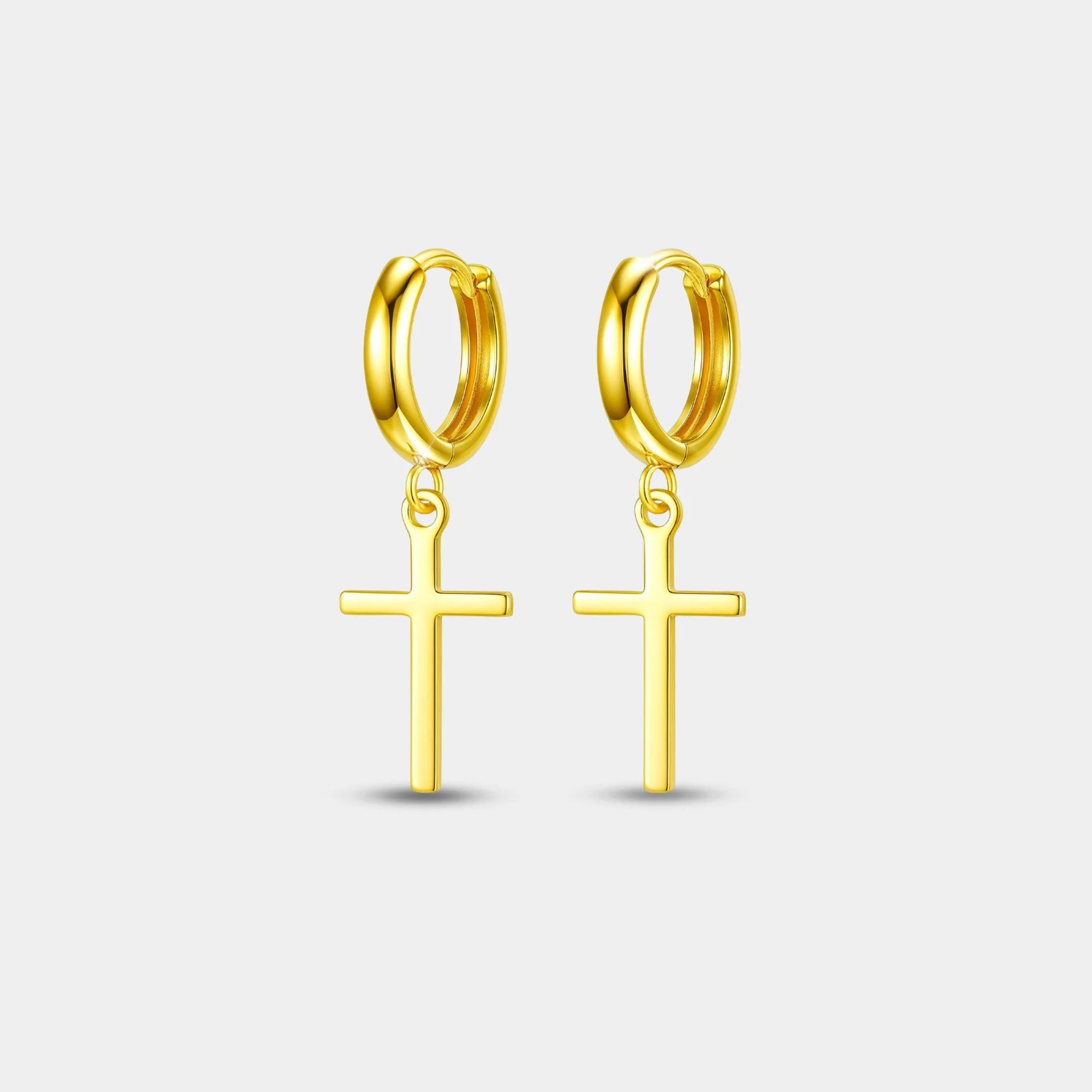 Plain Cross Dangle Hoops - MH ELEGANCE - Plain Cross Dangle Hoops -