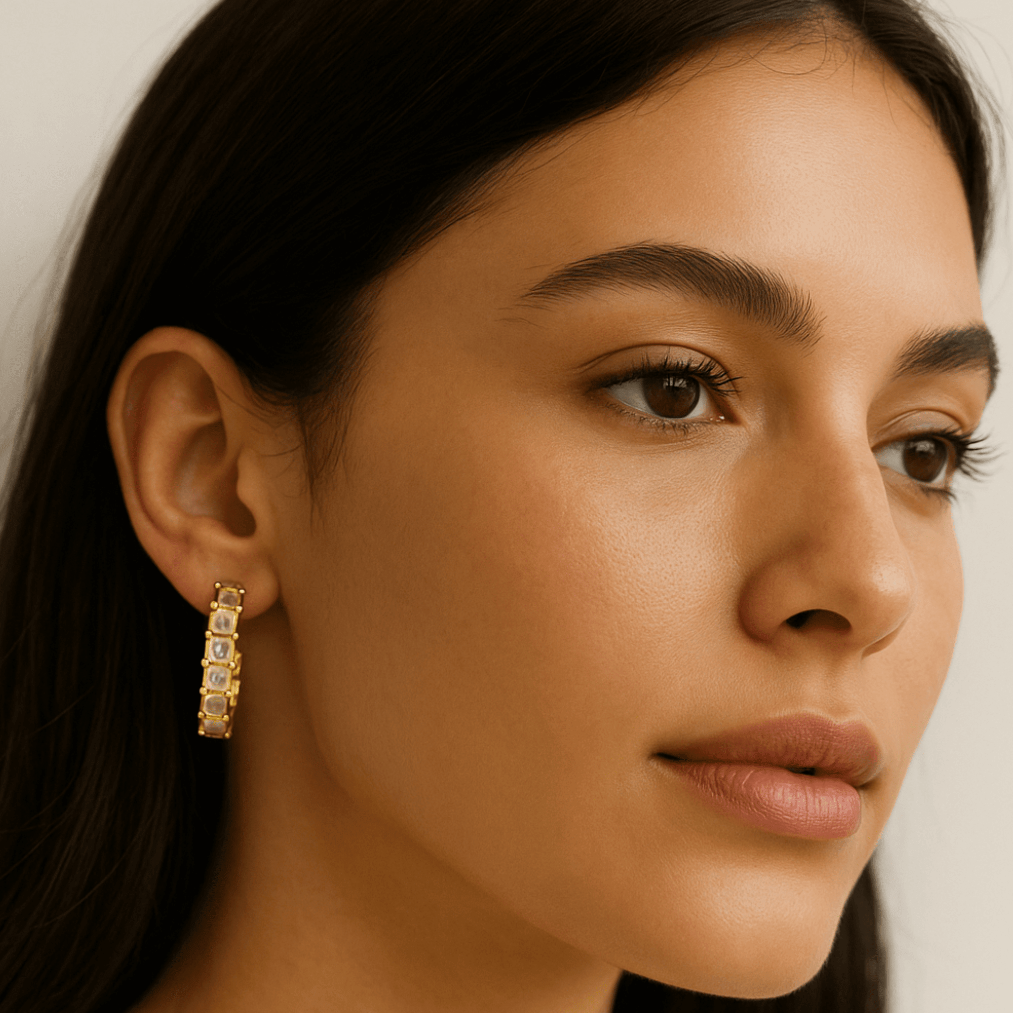 Prism crown hoop earrings shown in MH Elegance gift-ready packaging