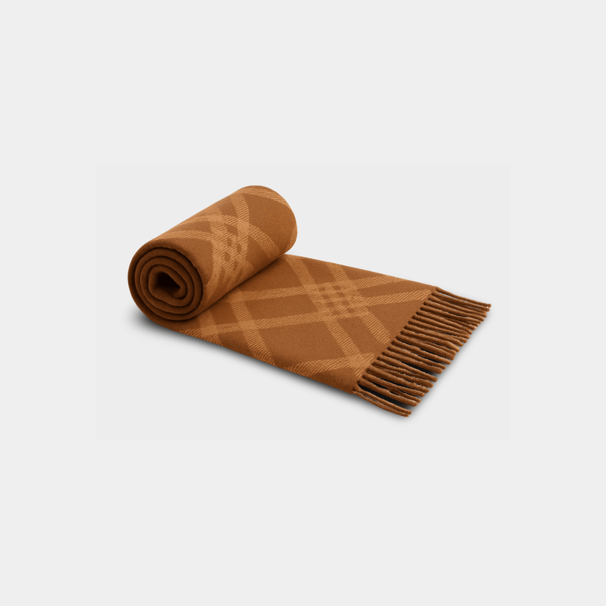 Reversible Brown Plaid Scarf - MH ELEGANCE - Reversible Brown Plaid Scarf -