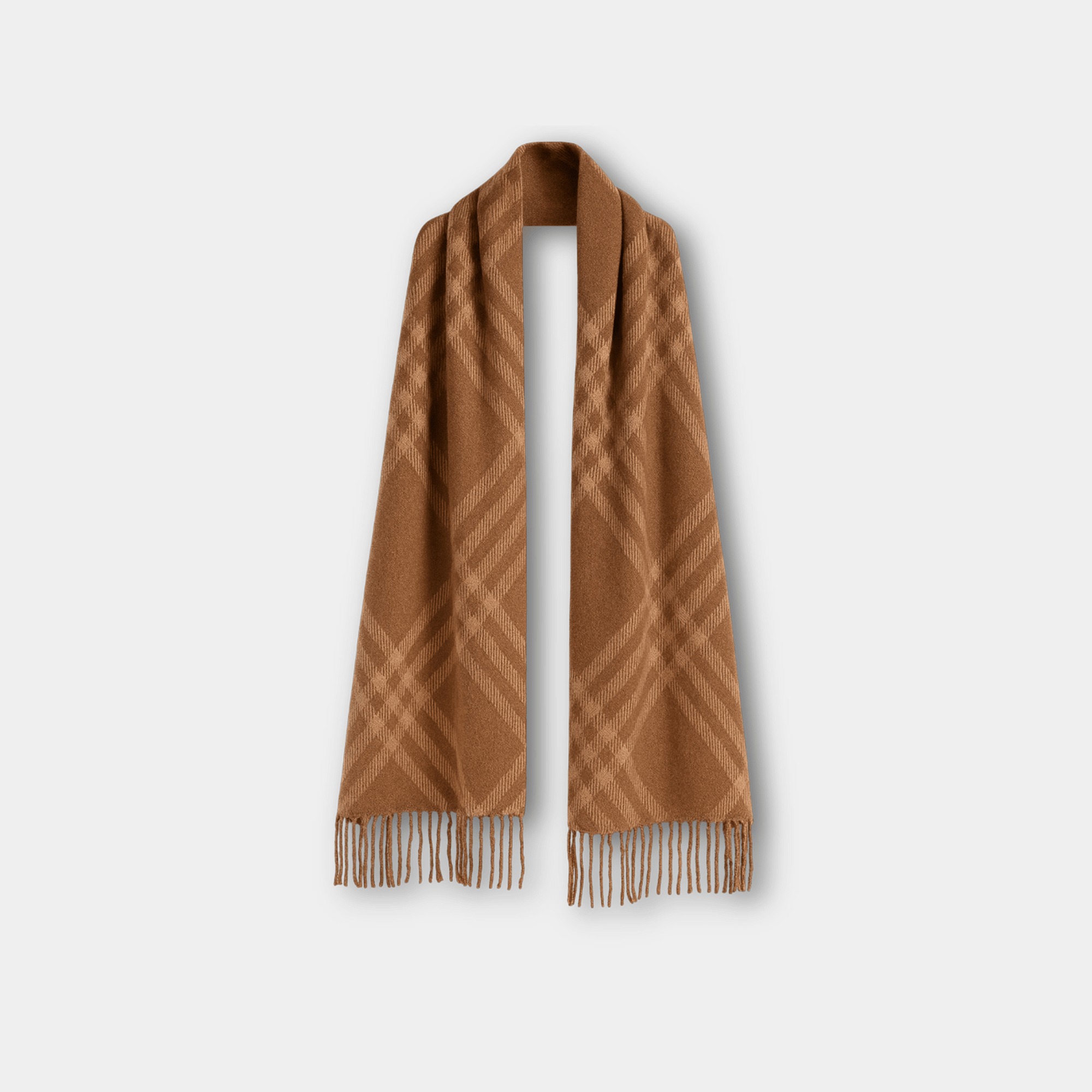 Reversible Brown Plaid Scarf - MH ELEGANCE - Reversible Brown Plaid Scarf -
