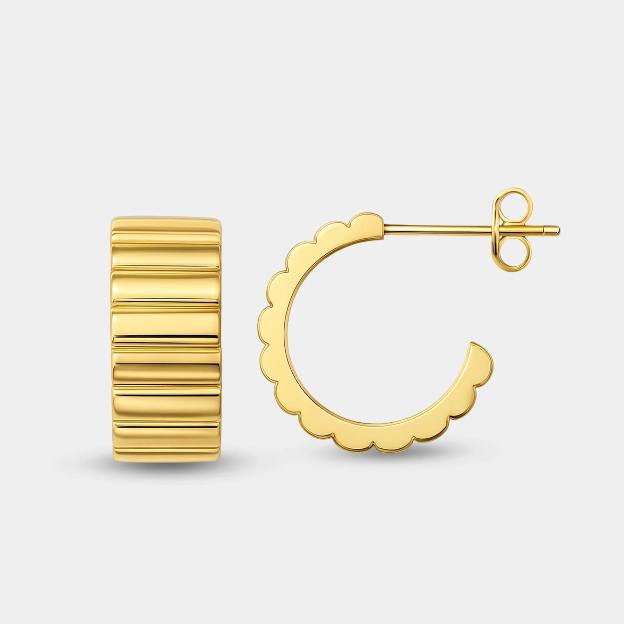 Ribbed Hoop Earrings - MH ELEGANCE - Ribbed Hoop Earrings -