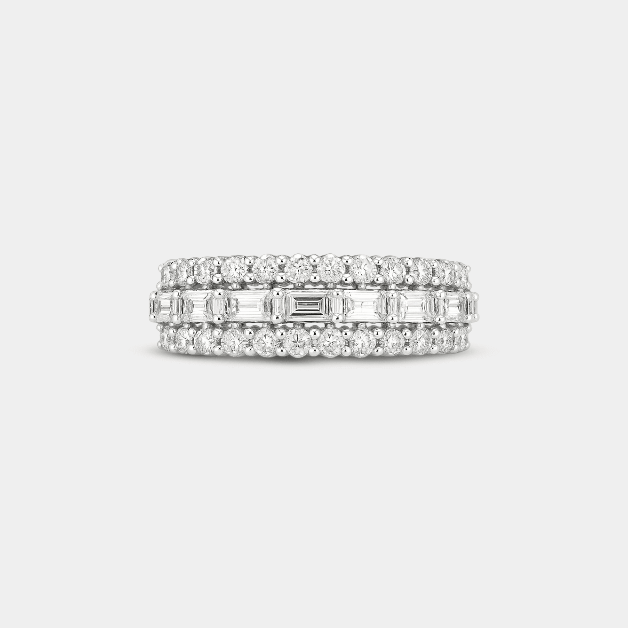 Round & Baguette Cut Diamond Band | 14K Gold - MH ELEGANCE - round & baguette cut diamond band main display from MH Elegance luxury wedding rings collection -