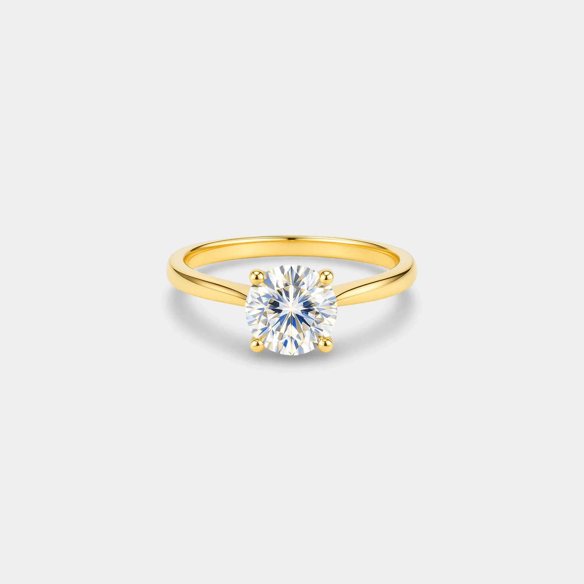 Round Cut Solitaire Moissanite Ring - MH ELEGANCE - Round Cut Solitaire Moissanite Ring -