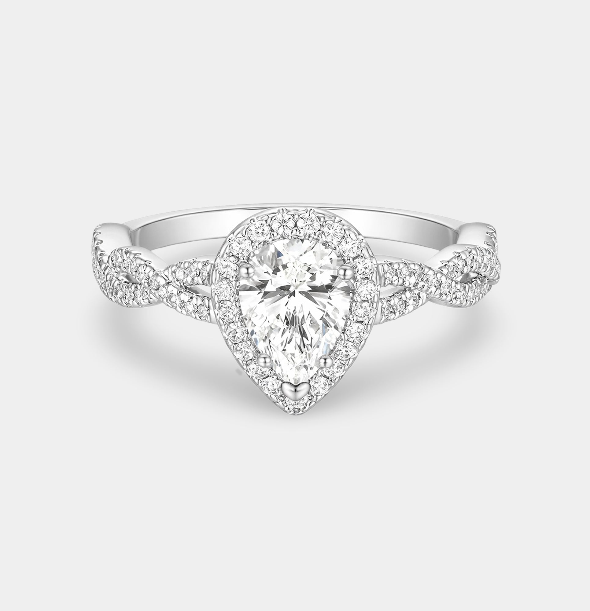 Royal Twisted Halo Pear Engagement Ring - MH ELEGANCE - Royal Twisted Halo Pear Engagement Ring - Ring