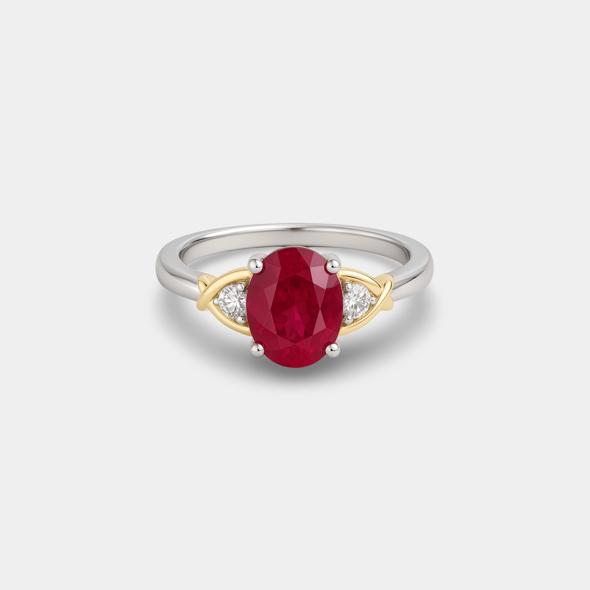 Ruby & Diamond Crossover Ring - MH ELEGANCE - Ruby & Diamond Crossover Ring - MH ELEGANCE -