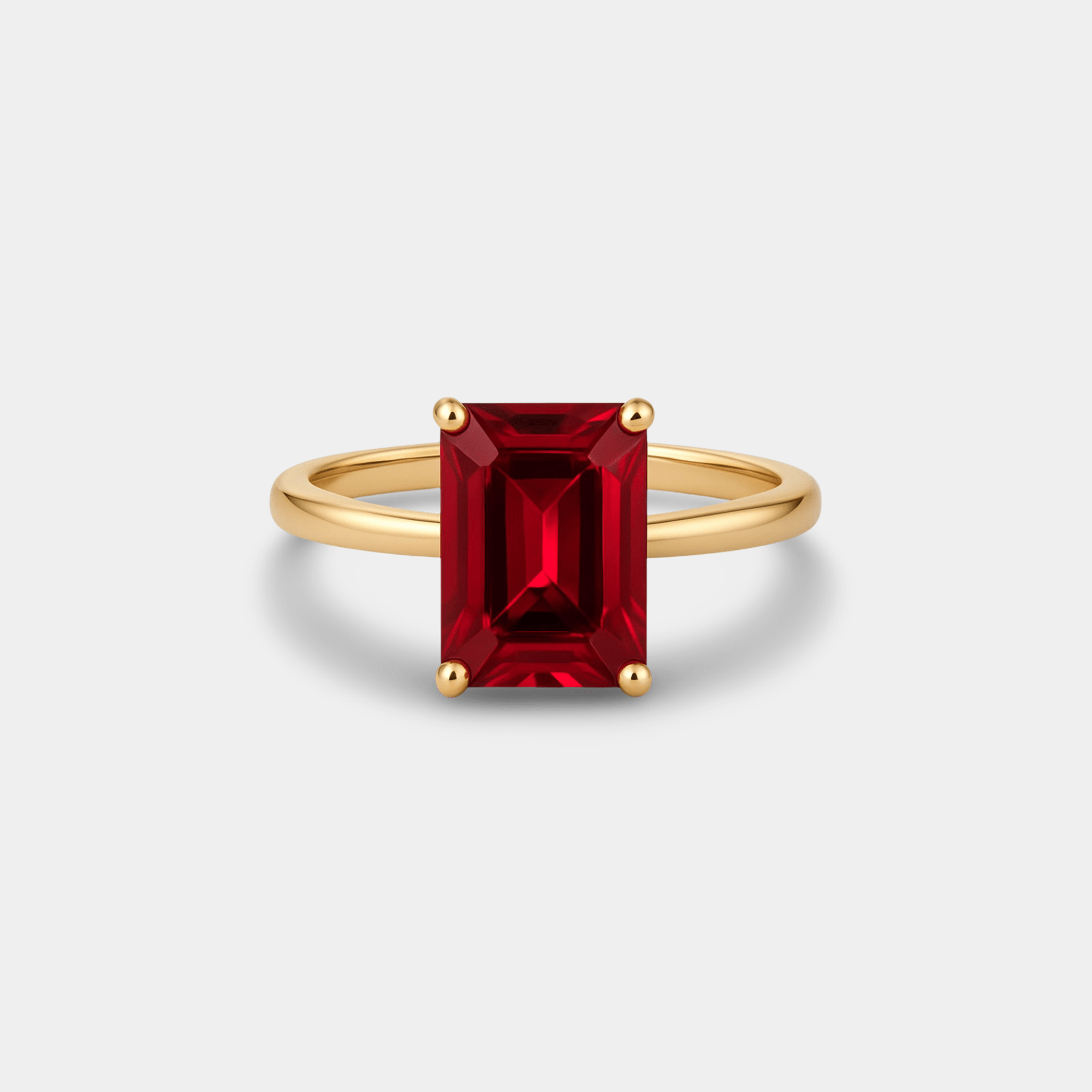 Ruby Emerald-Cut Solitaire Ring - MH ELEGANCE - Ruby Emerald-Cut Solitaire Ring - MH ELEGANCE -