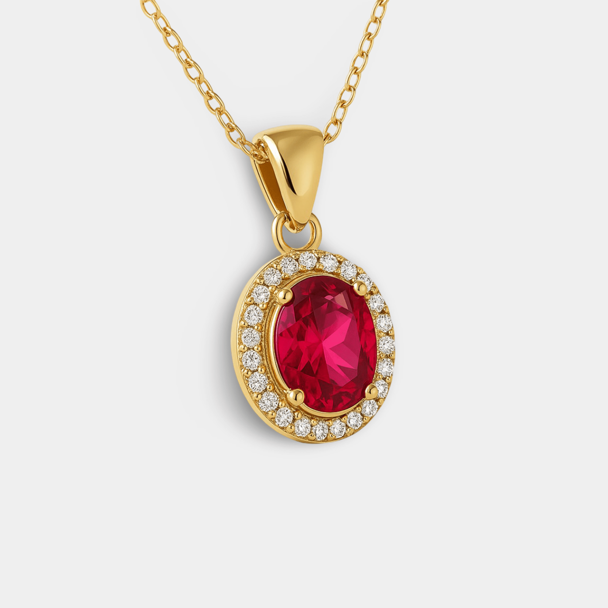 Ruby Halo Pendant - MH ELEGANCE - Ruby Halo Pendant - MH ELEGANCE -