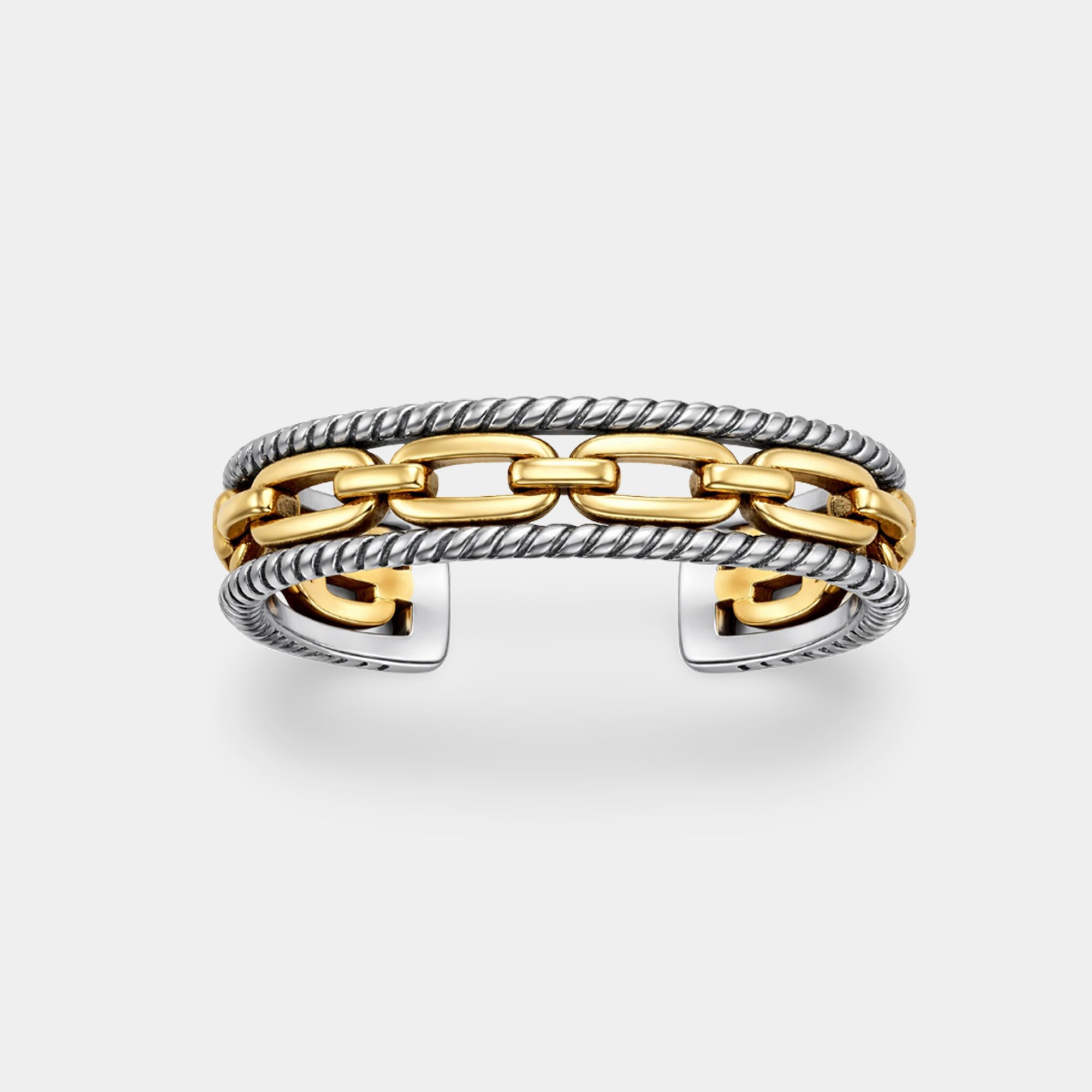 Side view of the adjustable vintage lock ring band