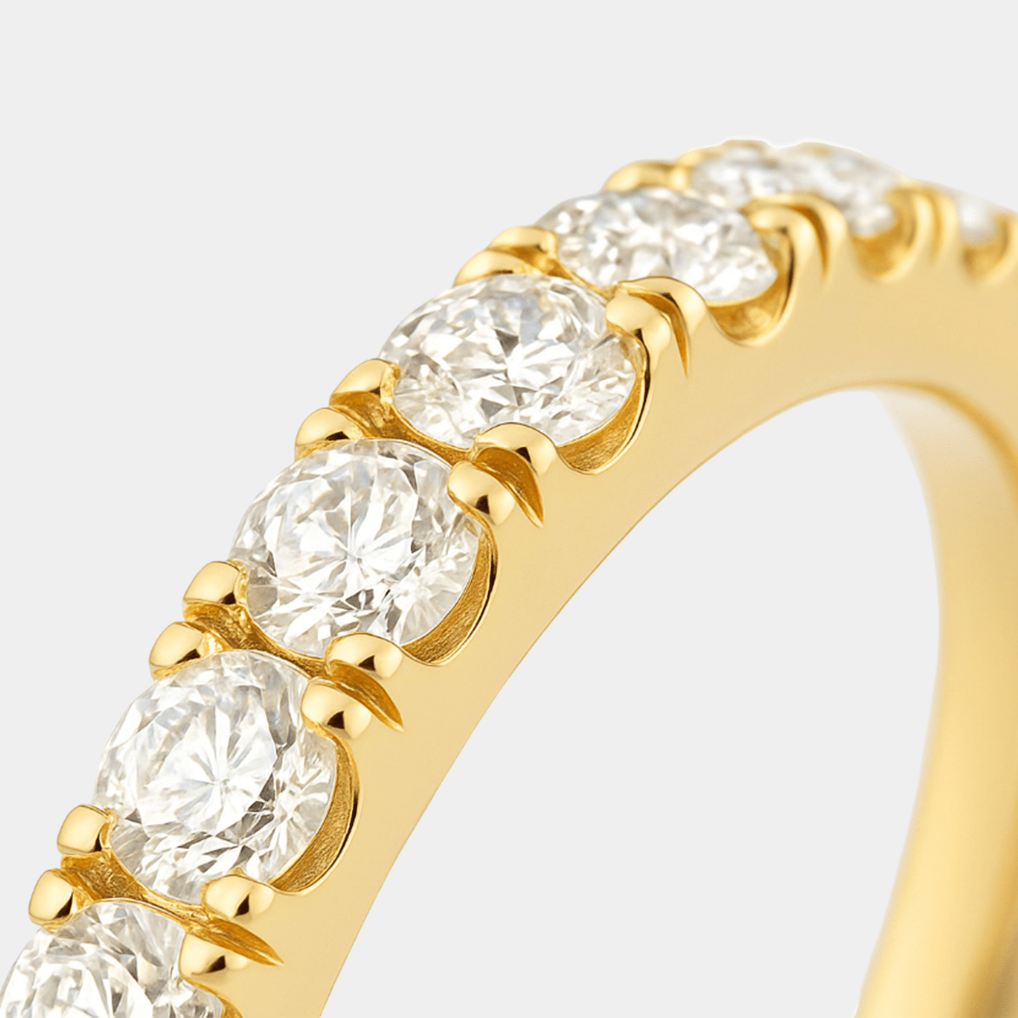 MH Elegance 14K gold plated 925 sterling silver CZ stackable ring shown on a finger