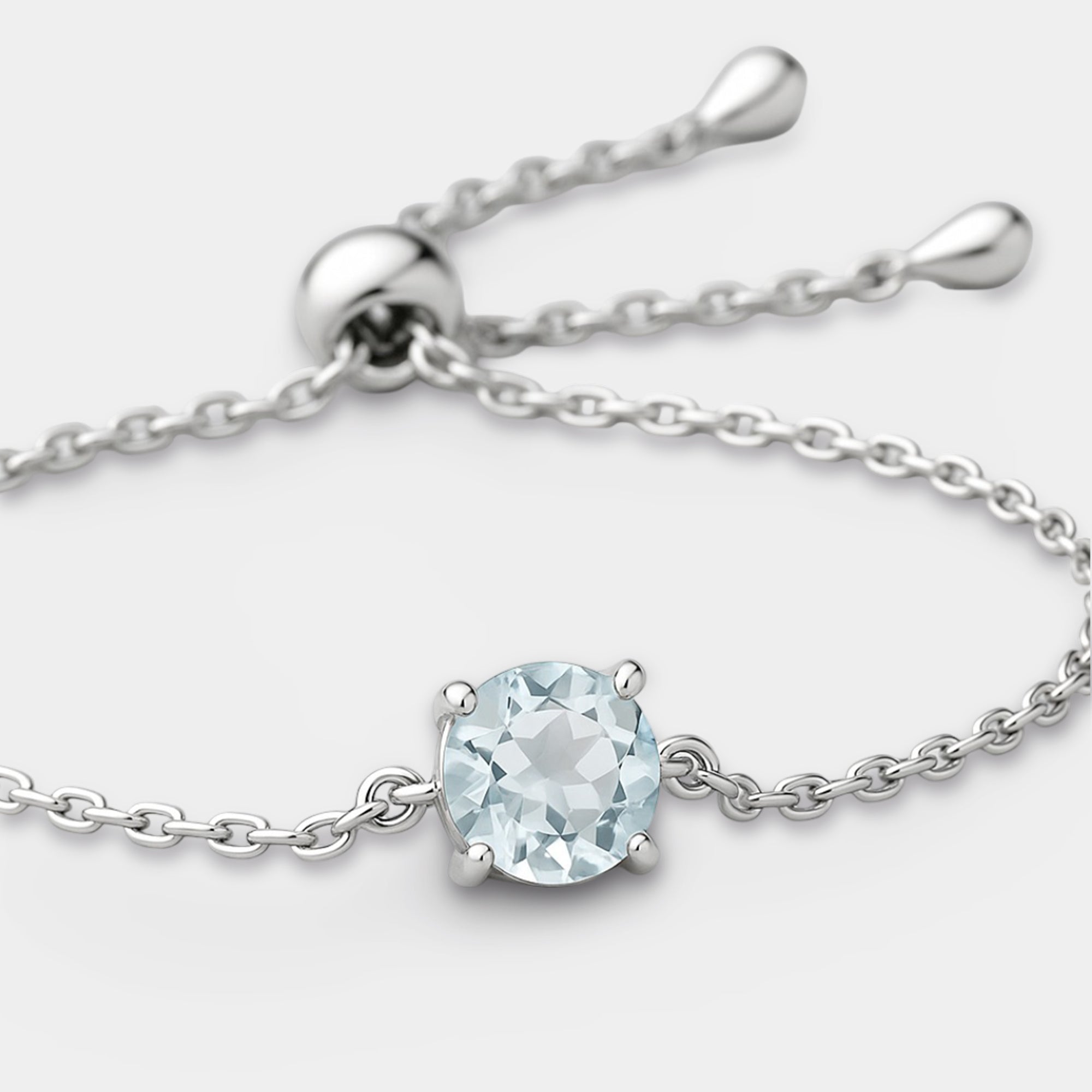 Sola Aquamarine Solitaire Bolo Bracelet - MH ELEGANCE - Sola Aquamarine Solitaire Bolo Bracelet - MH ELEGANCE -