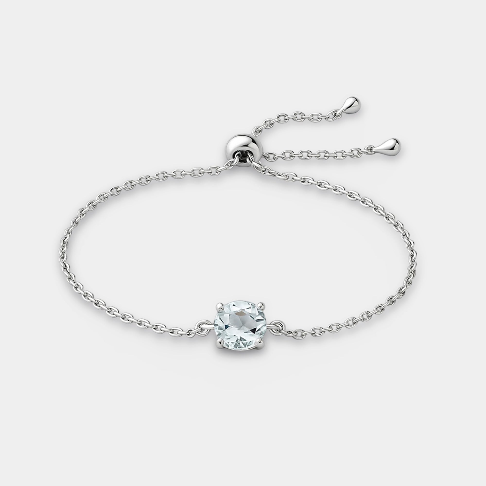 Sola Aquamarine Solitaire Bolo Bracelet - MH ELEGANCE - Sola Aquamarine Solitaire Bolo Bracelet - MH ELEGANCE -