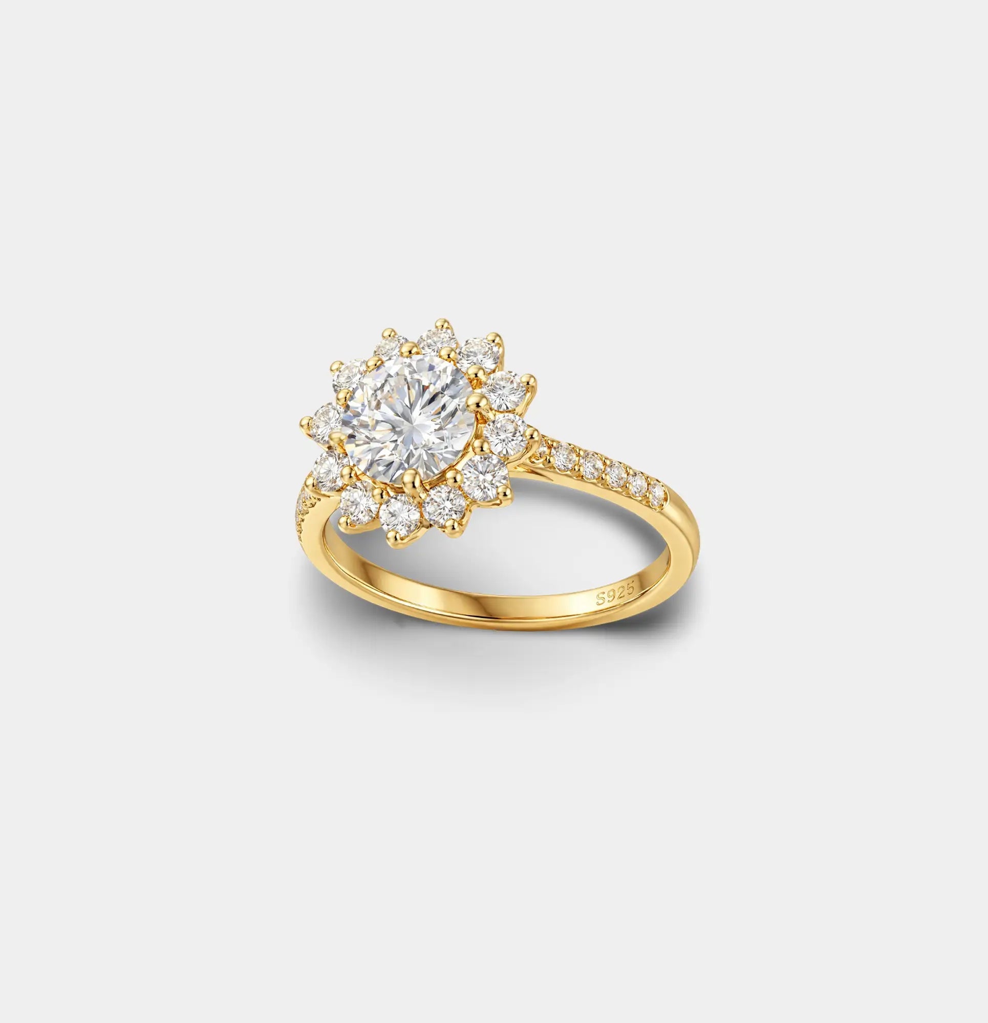 Sterling Silver 14K Gold Plated Round Cut Promise Ring - MH ELEGANCE - Sterling Silver 14K Gold Plated Round Cut Promise Ring - Ring