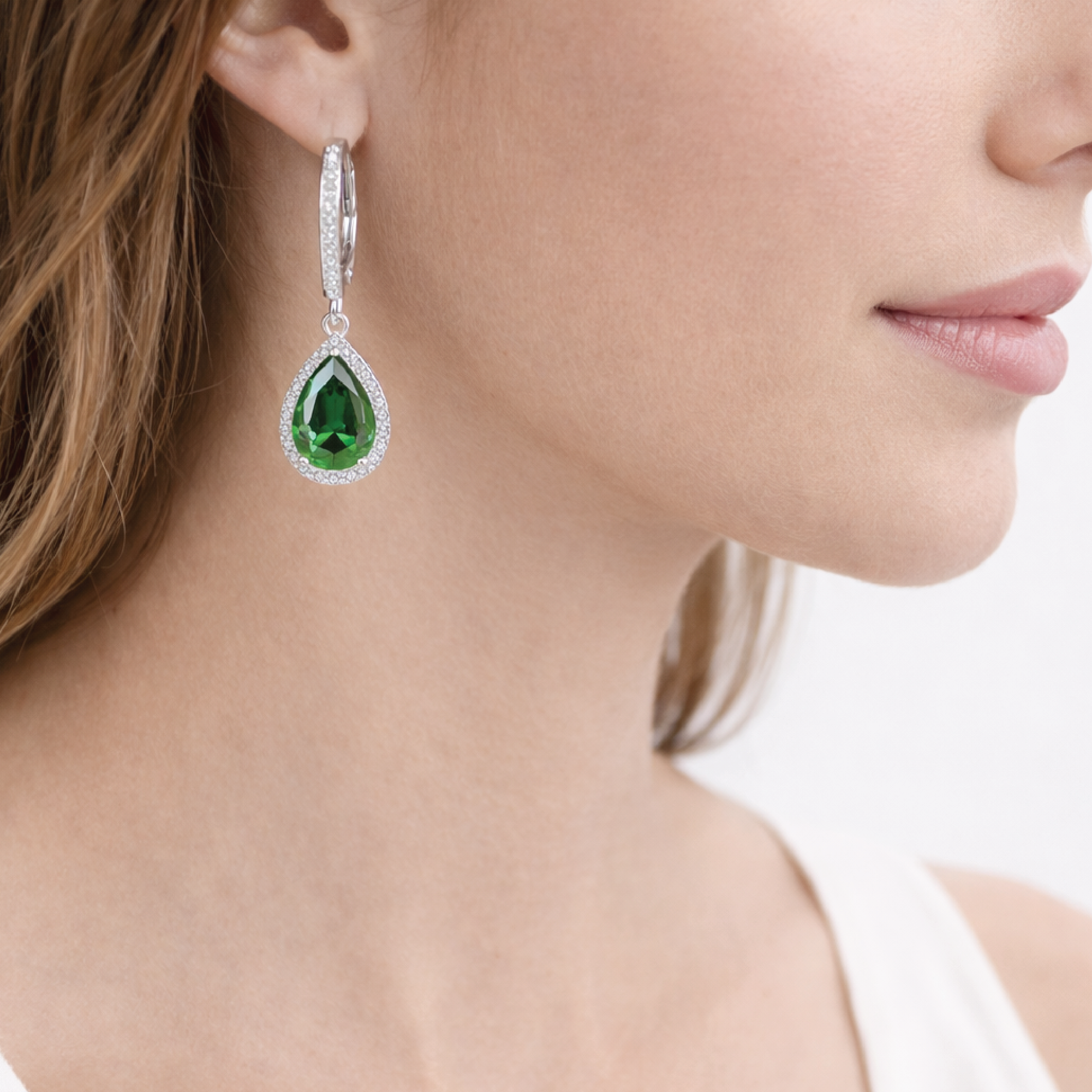 Sterling Silver Birthstone Drop Earrings - MH ELEGANCE - Sterling Silver Birthstone Drop Earrings -