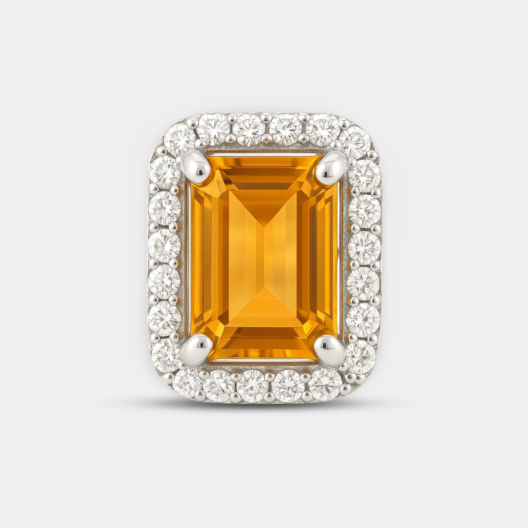 Citrine halo earrings showing the push-back posts.