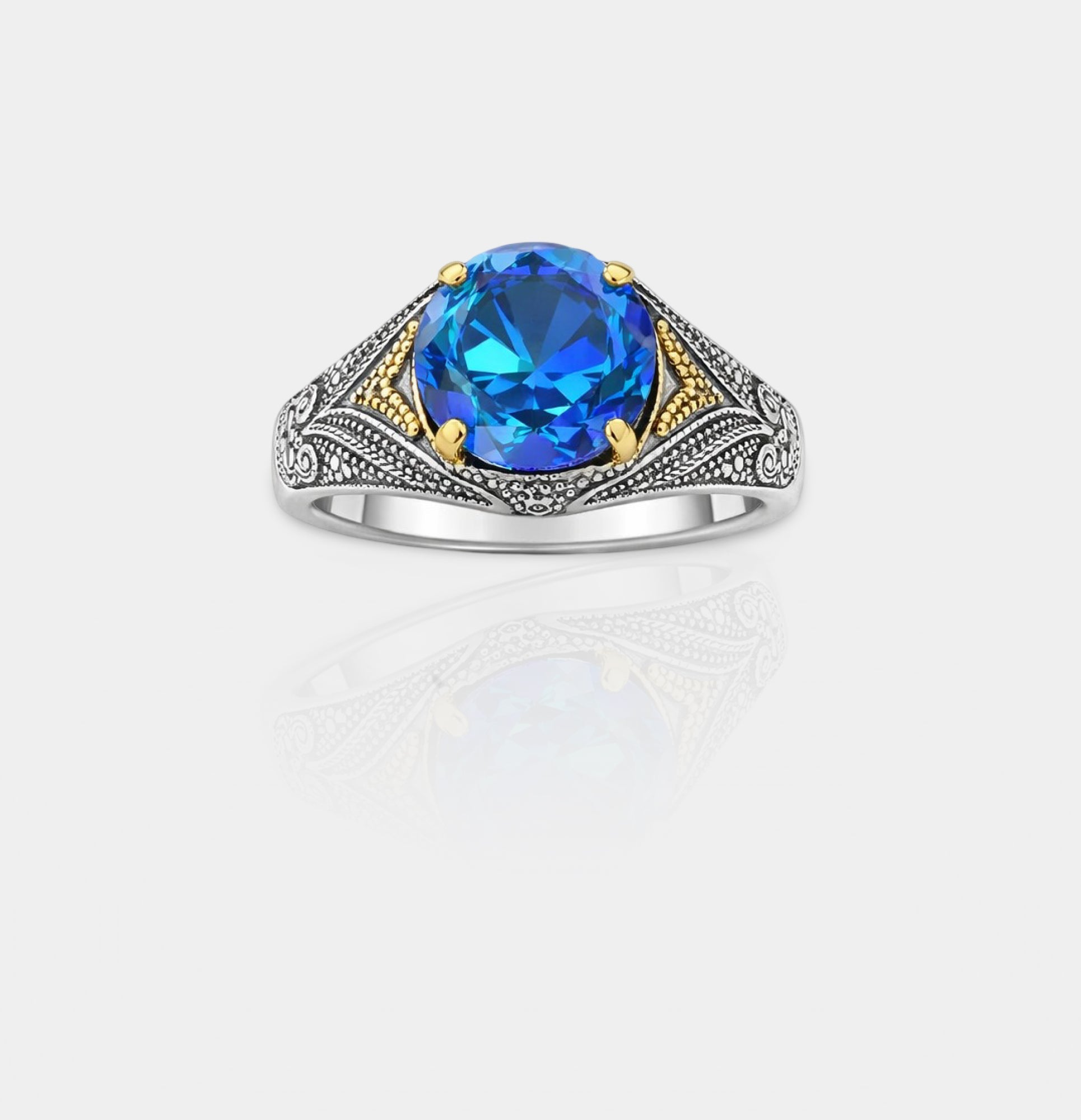 Sterling Silver Ottoman Legacy Vintage Zircon Ring | Heirloom Style Jewelry - MH ELEGANCE - Sterling Silver Ottoman Legacy Vintage Zircon Ring | Heirloom Style Jewelry - Ring