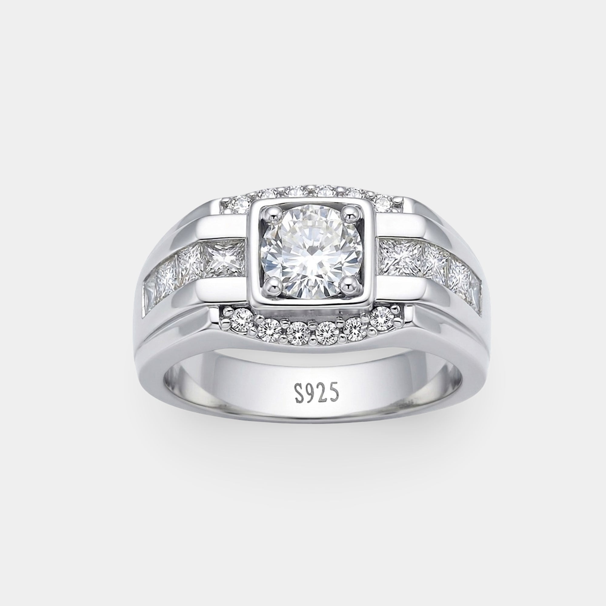 Sterling Silver Royal Brilliance Men's Wedding Ring | Diamond-Like Premium Jewelry - MH ELEGANCE - Sterling Silver Royal Brilliance Men's Wedding Ring | Diamond-Like Premium Jewelry - Ring
