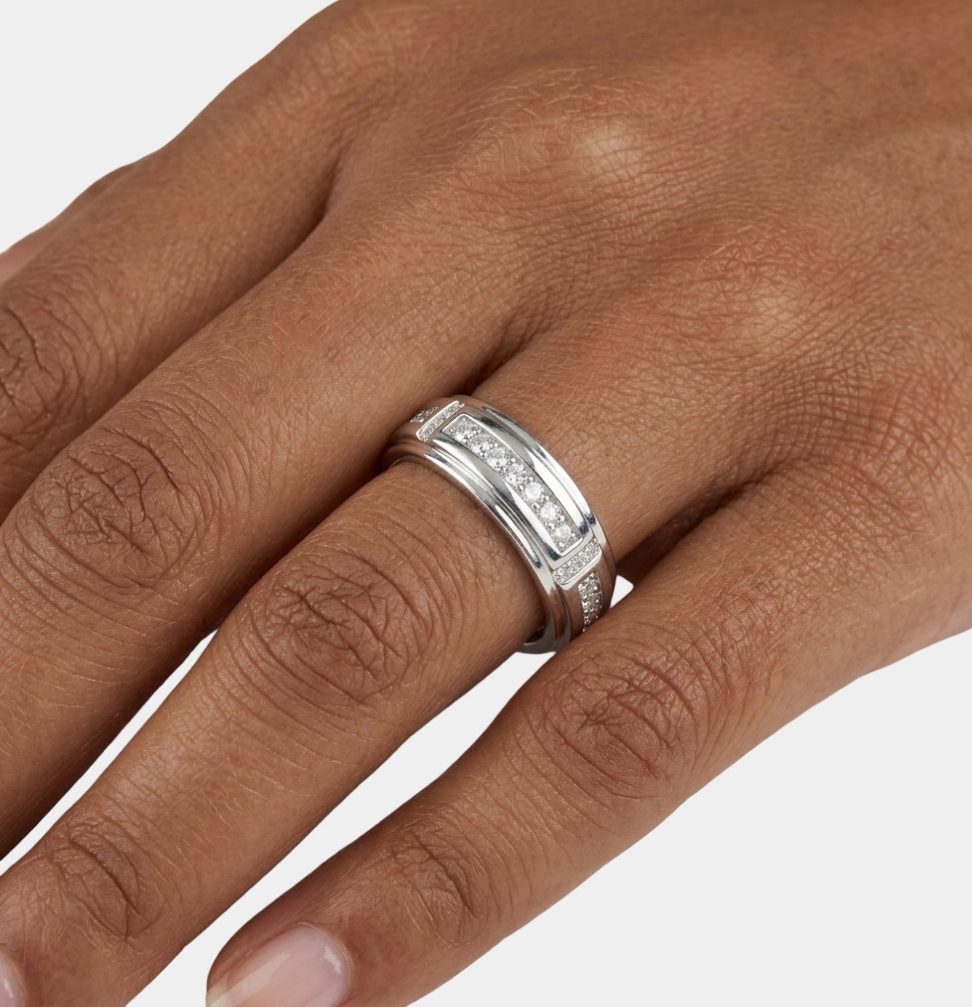 Sterling Silver Royal Brilliance Wedding Band | Premium Cubic Zirconia Ring - MH ELEGANCE - Sterling Silver Royal Brilliance Wedding Band | Premium Cubic Zirconia Ring - Ring