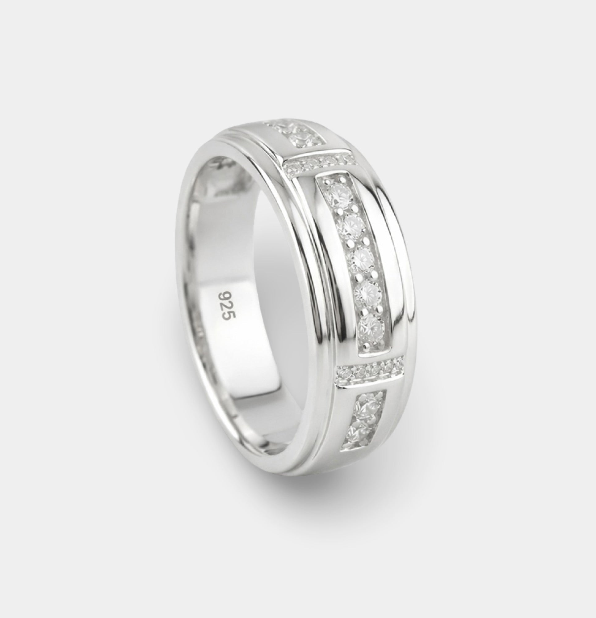Sterling Silver Royal Brilliance Wedding Band | Premium Cubic Zirconia Ring - MH ELEGANCE - Sterling Silver Royal Brilliance Wedding Band | Premium Cubic Zirconia Ring - Ring