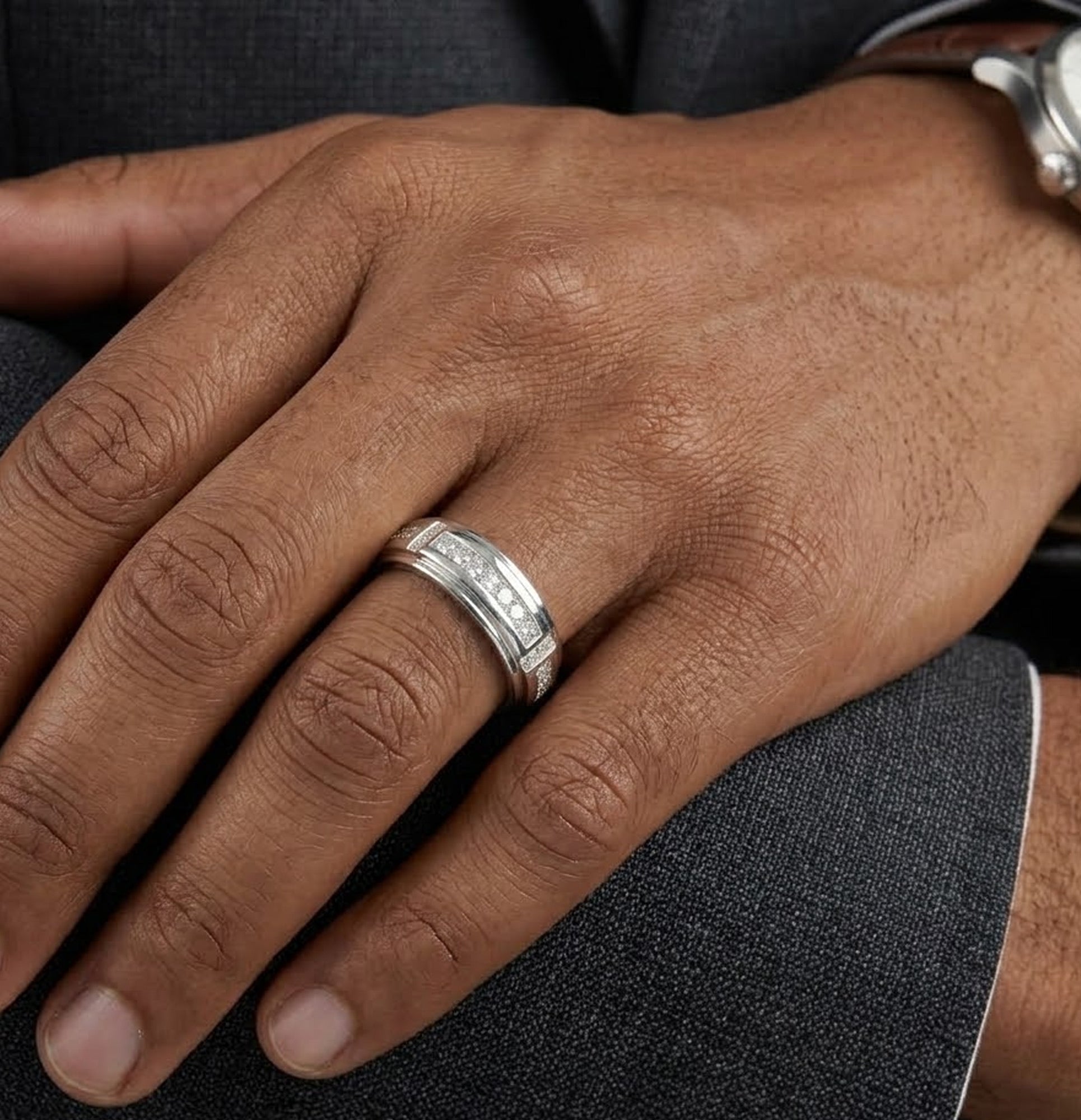 Sterling Silver Royal Brilliance Wedding Band | Premium Cubic Zirconia Ring - MH ELEGANCE - Sterling Silver Royal Brilliance Wedding Band | Premium Cubic Zirconia Ring - Ring