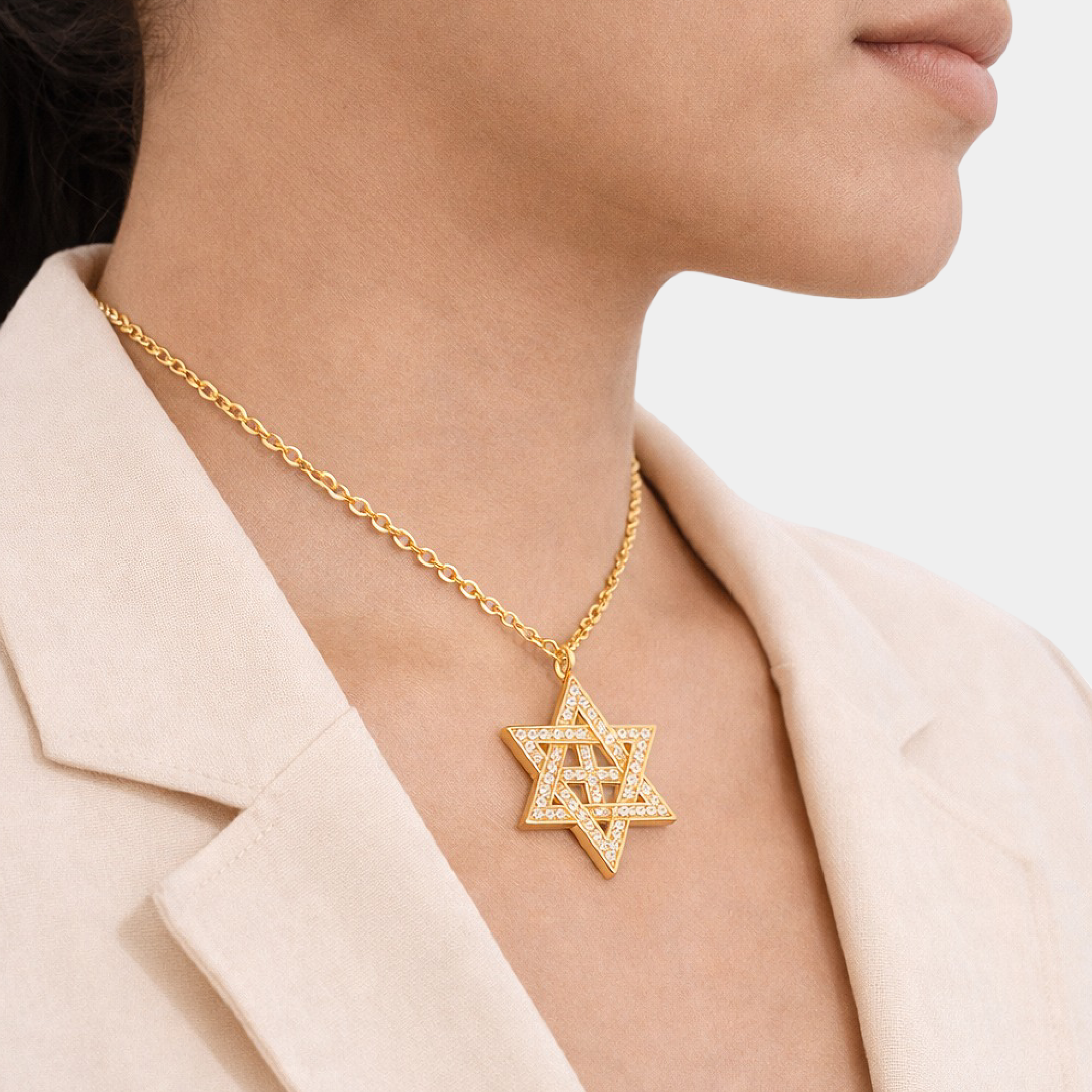Sterling Silver Star of David Necklace - MH ELEGANCE - Sterling Silver Star of David Necklace - Necklace