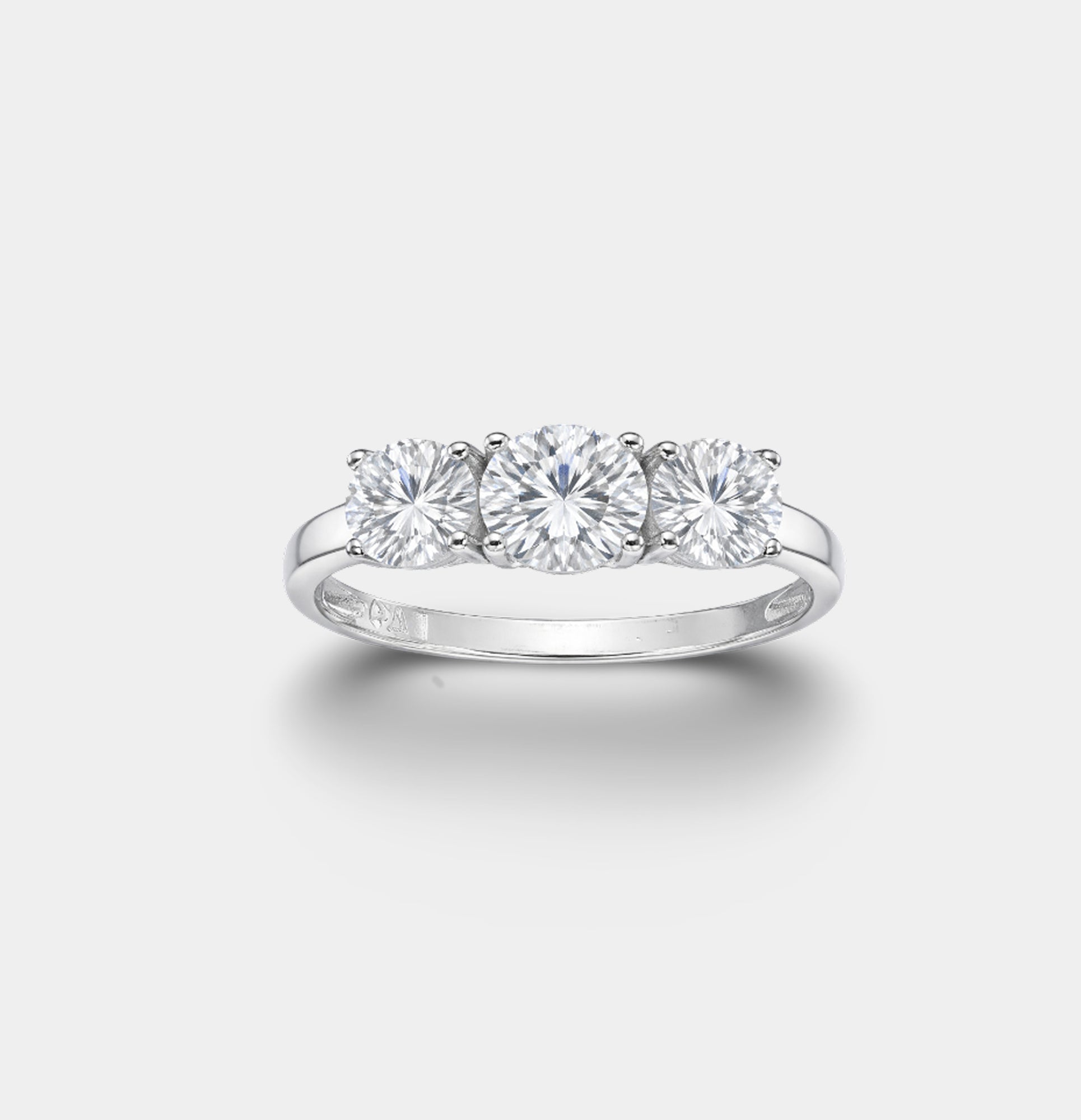 Sterling Silver Trio Sparkle Three-Stone Engagement Ring - MH ELEGANCE - Sterling Silver Trio Sparkle Three-Stone Engagement Ring - Ring