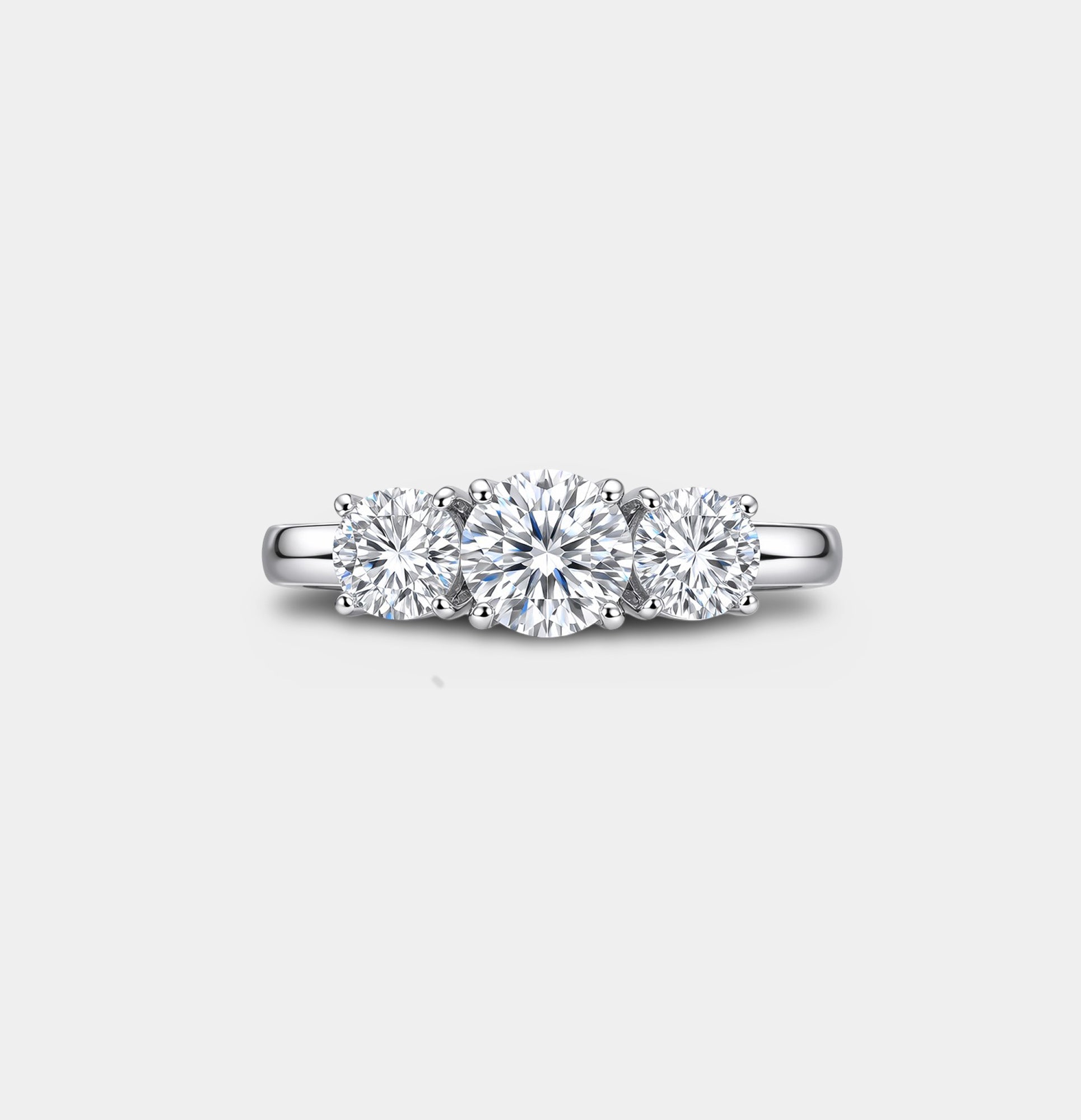 Sterling Silver Trio Sparkle Three-Stone Engagement Ring - MH ELEGANCE - Sterling Silver Trio Sparkle Three-Stone Engagement Ring - Ring