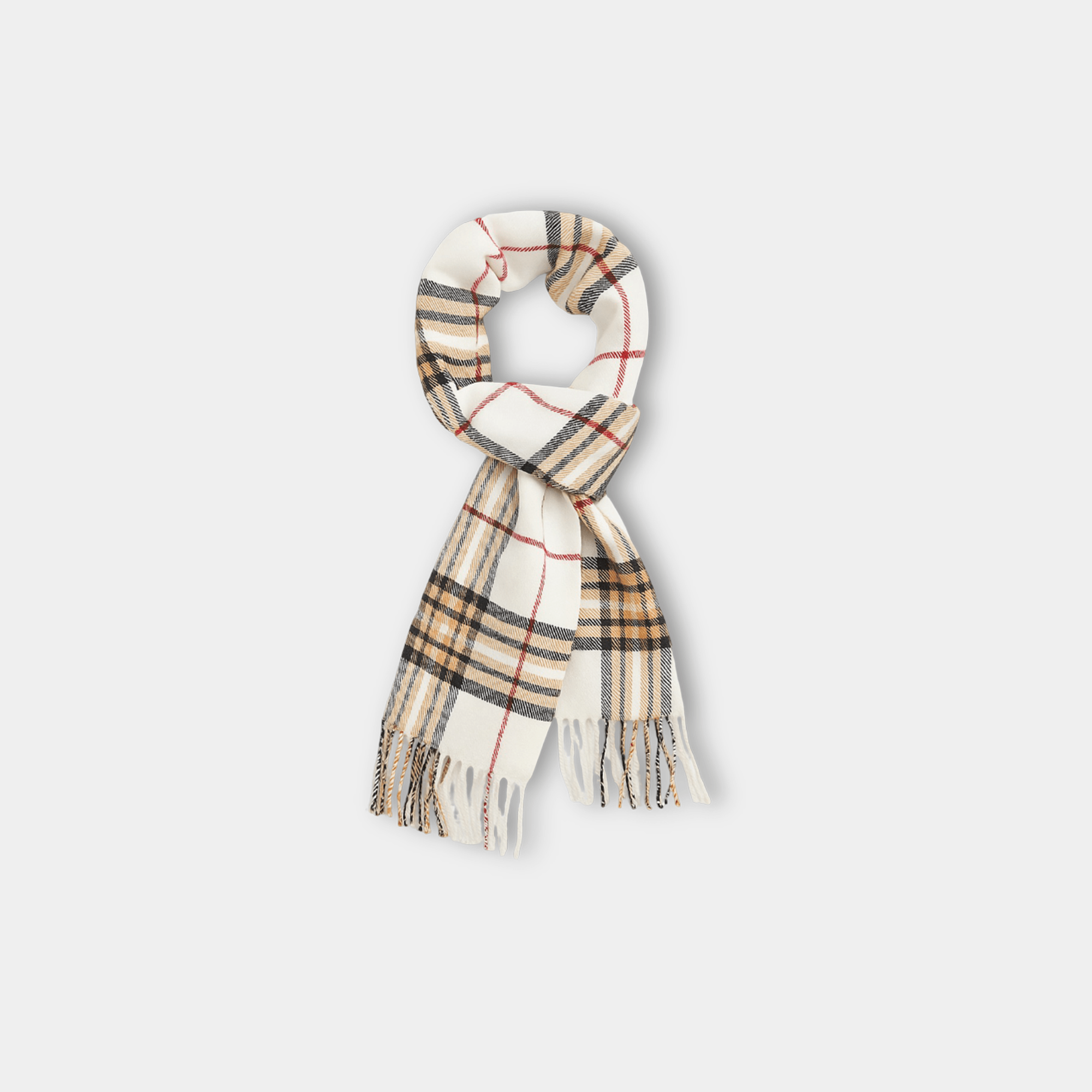 Super Soft Ivory Plaid Winter Scarf | Cashmere-Feel Premium | Luxury Warmth - MH ELEGANCE - Super Soft Ivory Plaid Winter Scarf | Cashmere-Feel Premium | Luxury Warmth -