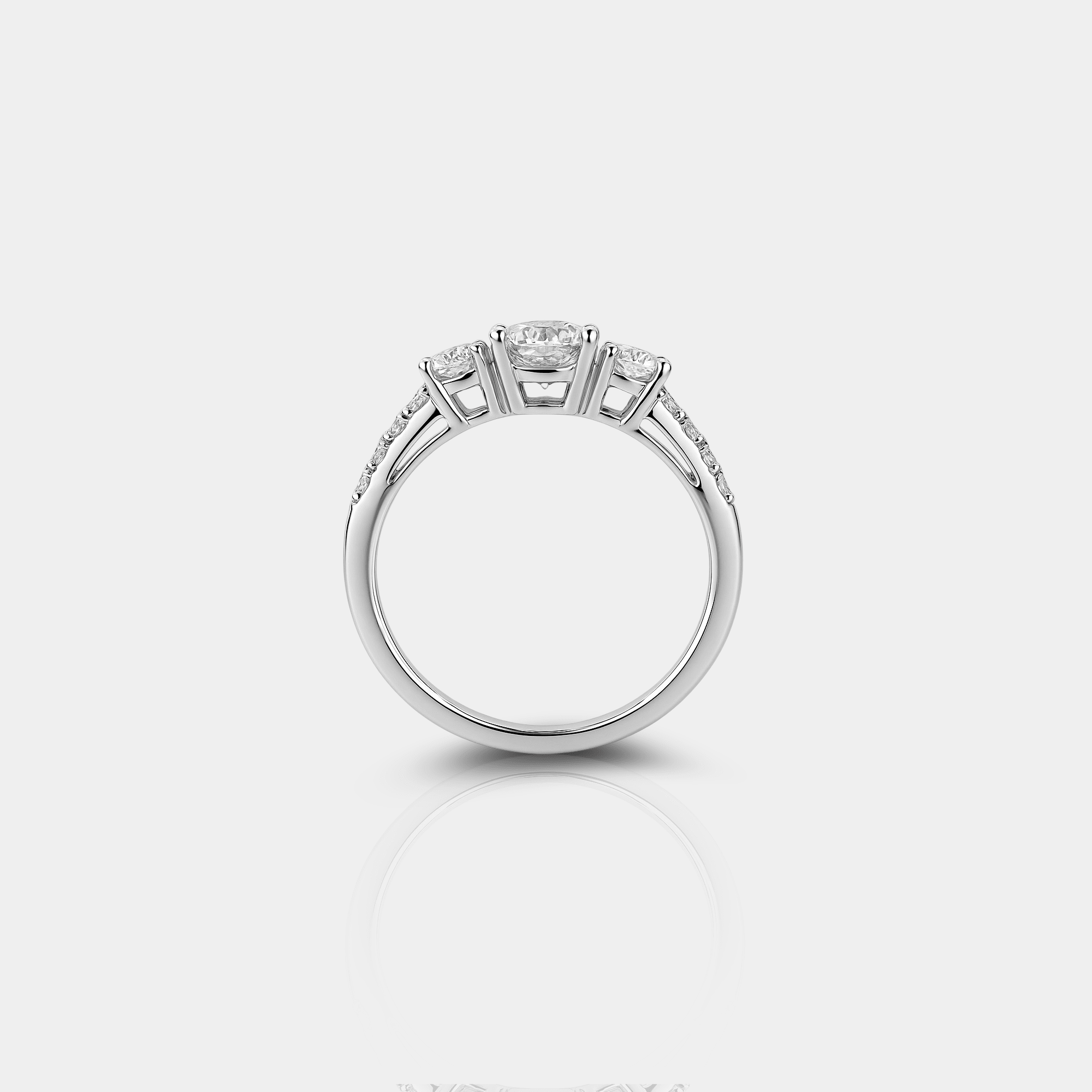 Three Stone Diamond Engagement Ring | Past Present Future | 14K Gold – MH ELEGANCE - MH ELEGANCE - Three Stone Diamond Engagement Ring - MH ELEGANCE -