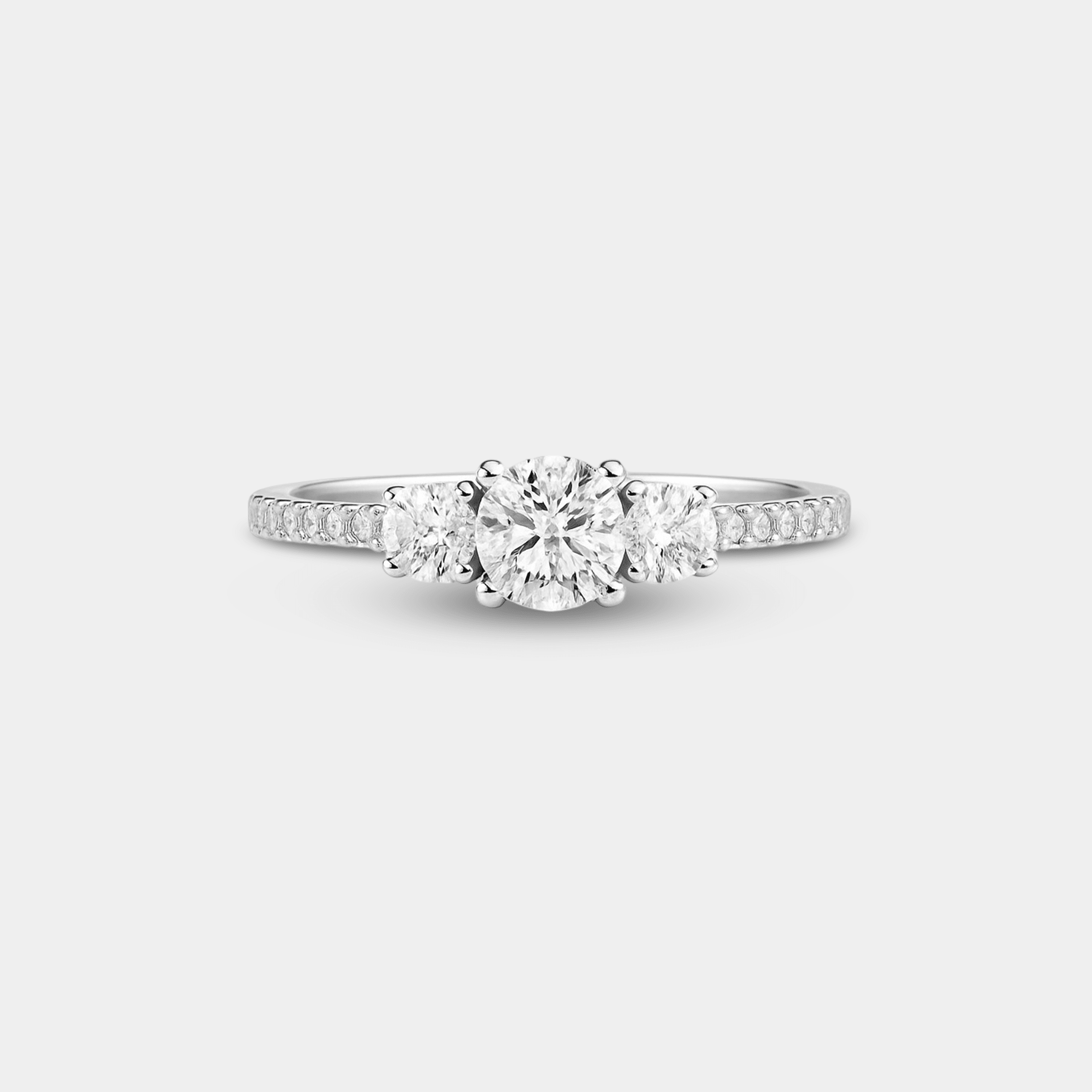 Three Stone Diamond Engagement Ring | Past Present Future | 14K Gold – MH ELEGANCE - MH ELEGANCE - Three Stone Diamond Engagement Ring - MH ELEGANCE -