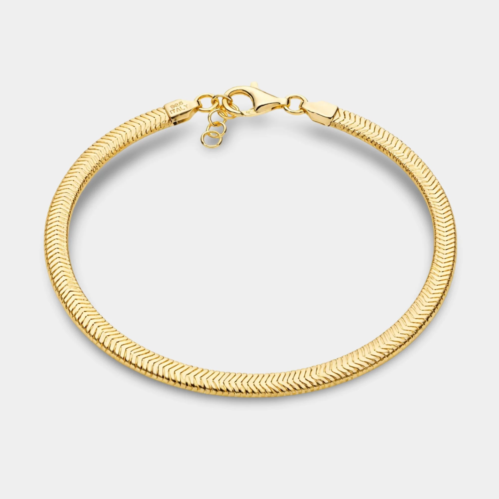 Unisex Domed Herringbone Snake Chain Bracelet | Premium Gold Plated Jewelry - MH ELEGANCE - Unisex Domed Herringbone Snake Chain Bracelet | Premium Gold Plated Jewelry -