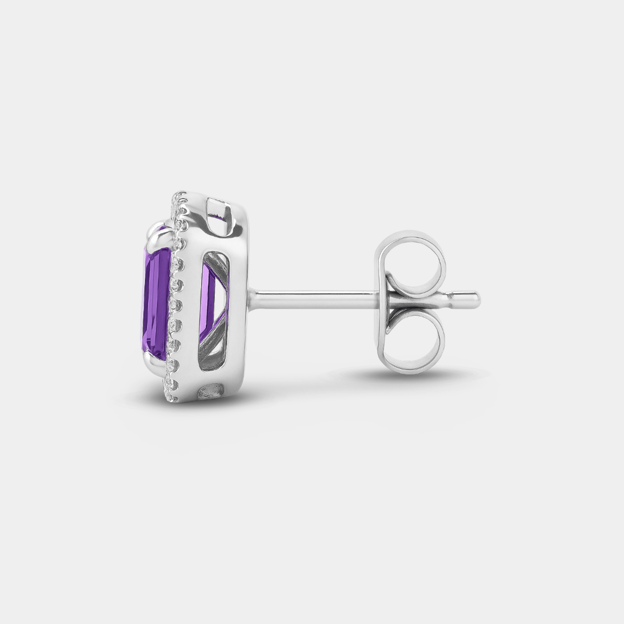 Veya Amethyst Halo Stud Earrings - MH ELEGANCE - Veya Amethyst Halo Stud Earrings - MH ELEGANCE -