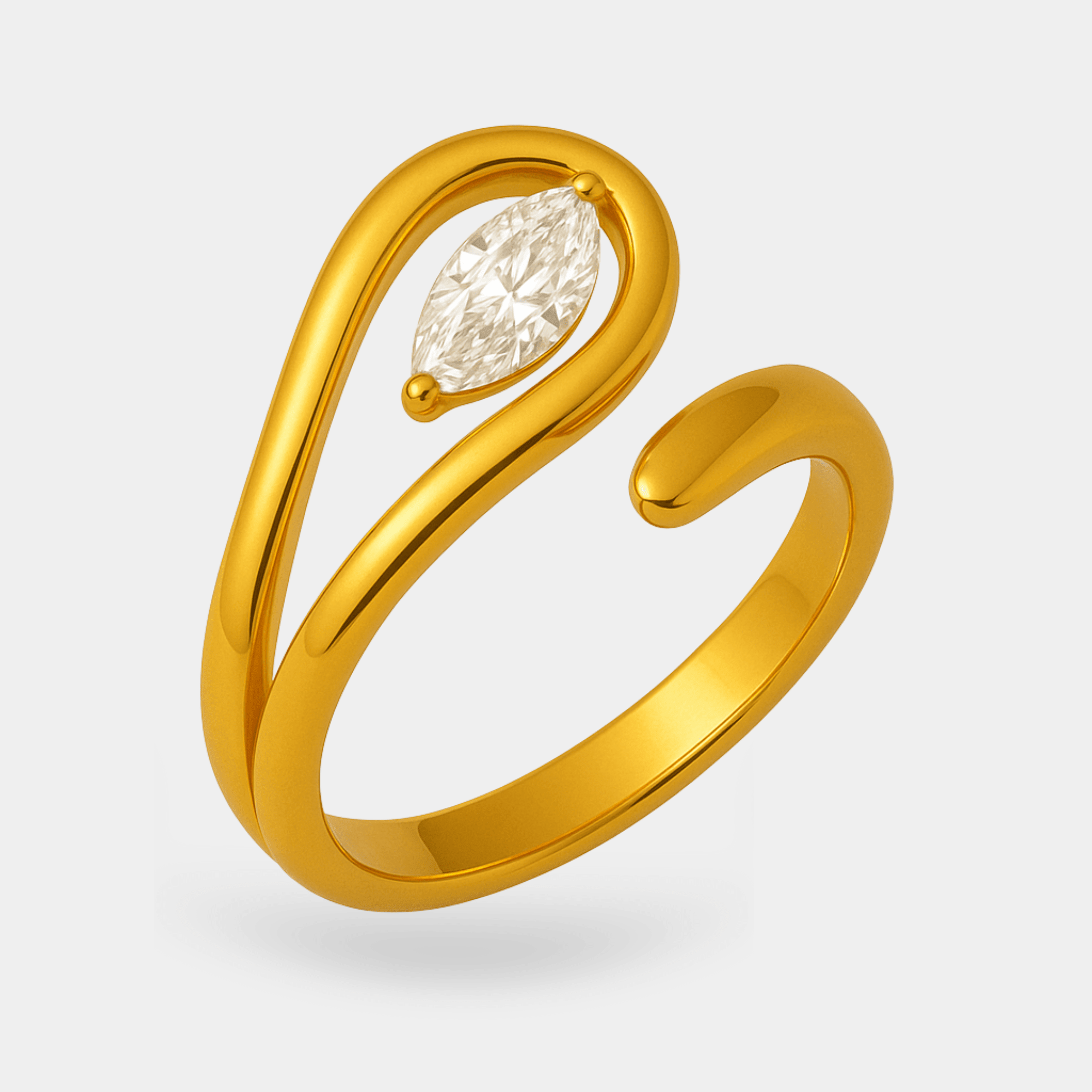 Wave Zircon Ring | Flowing Wave Design | Cubic Zirconia | 14K Gold – MH ELEGANCE - MH ELEGANCE - Wave Zircon Ring - MH ELEGANCE -
