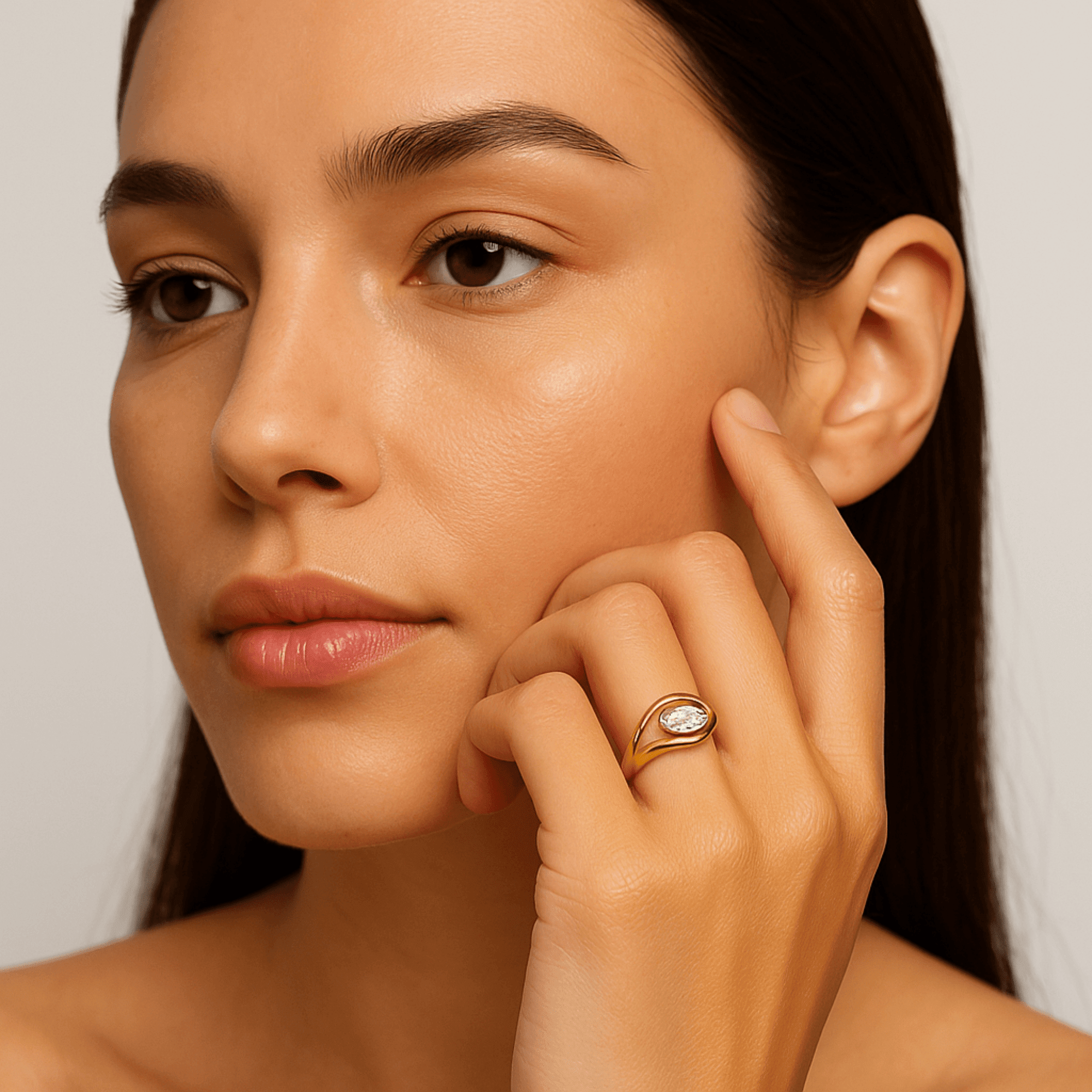 Wave Zircon Ring | Flowing Wave Design | Cubic Zirconia | 14K Gold – MH ELEGANCE - MH ELEGANCE - Wave Zircon Ring - MH ELEGANCE -