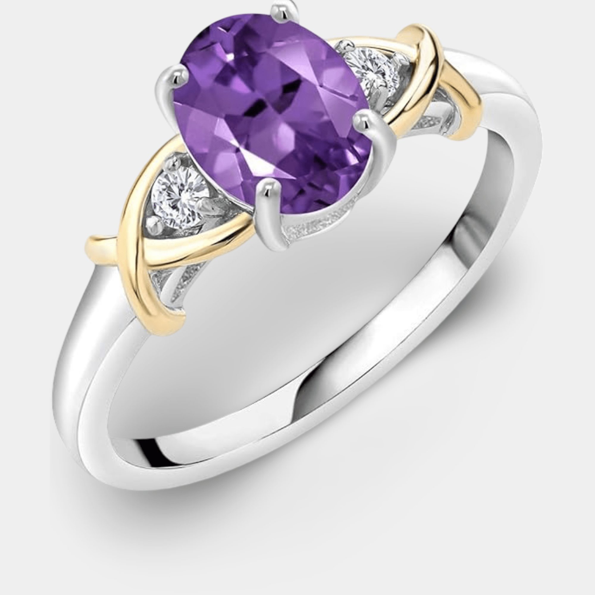 Zira Amethyst Crossover Ring - MH ELEGANCE - Zira Amethyst Crossover Ring - MH ELEGANCE -