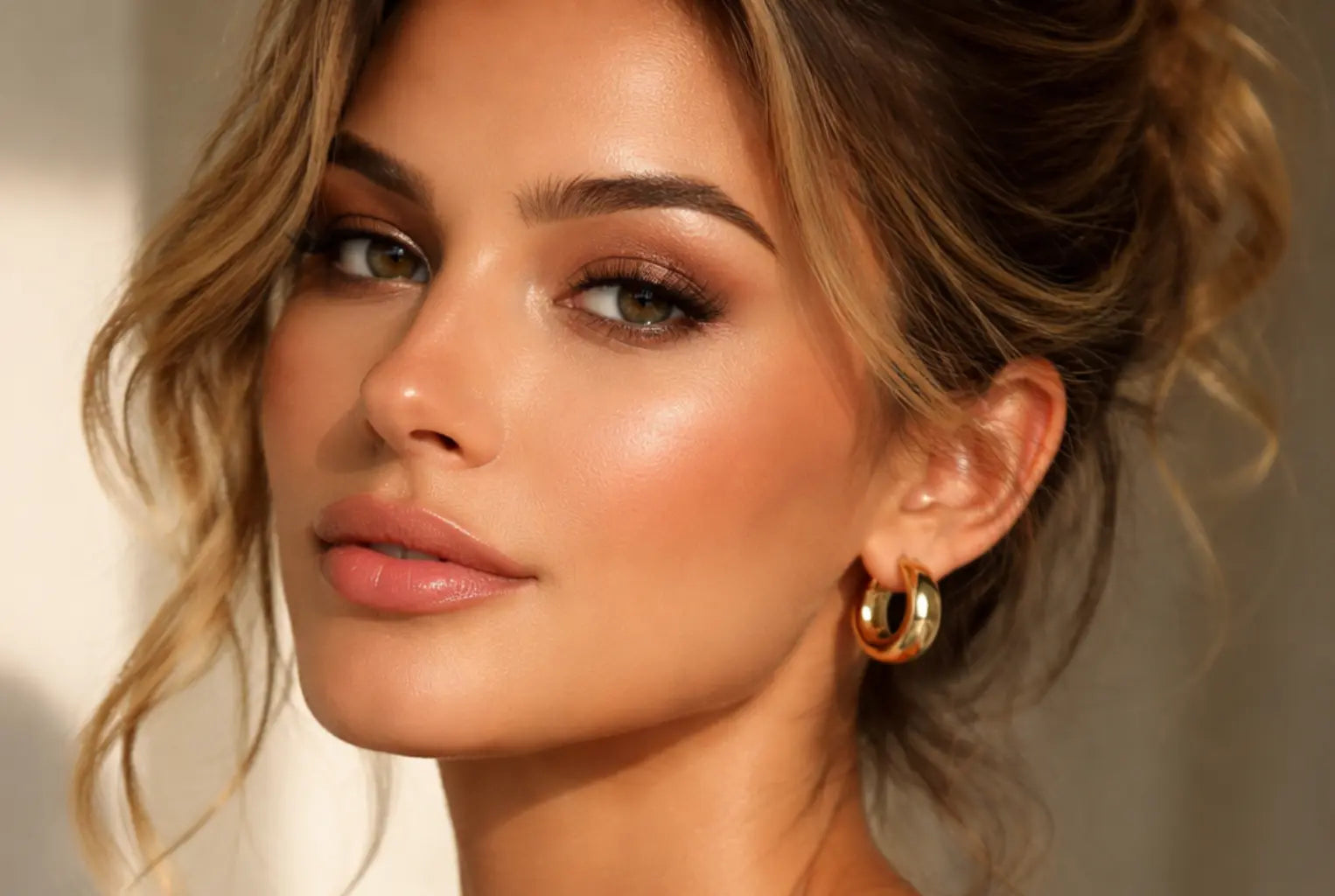 Small Chunky Gold Hoop Earrings