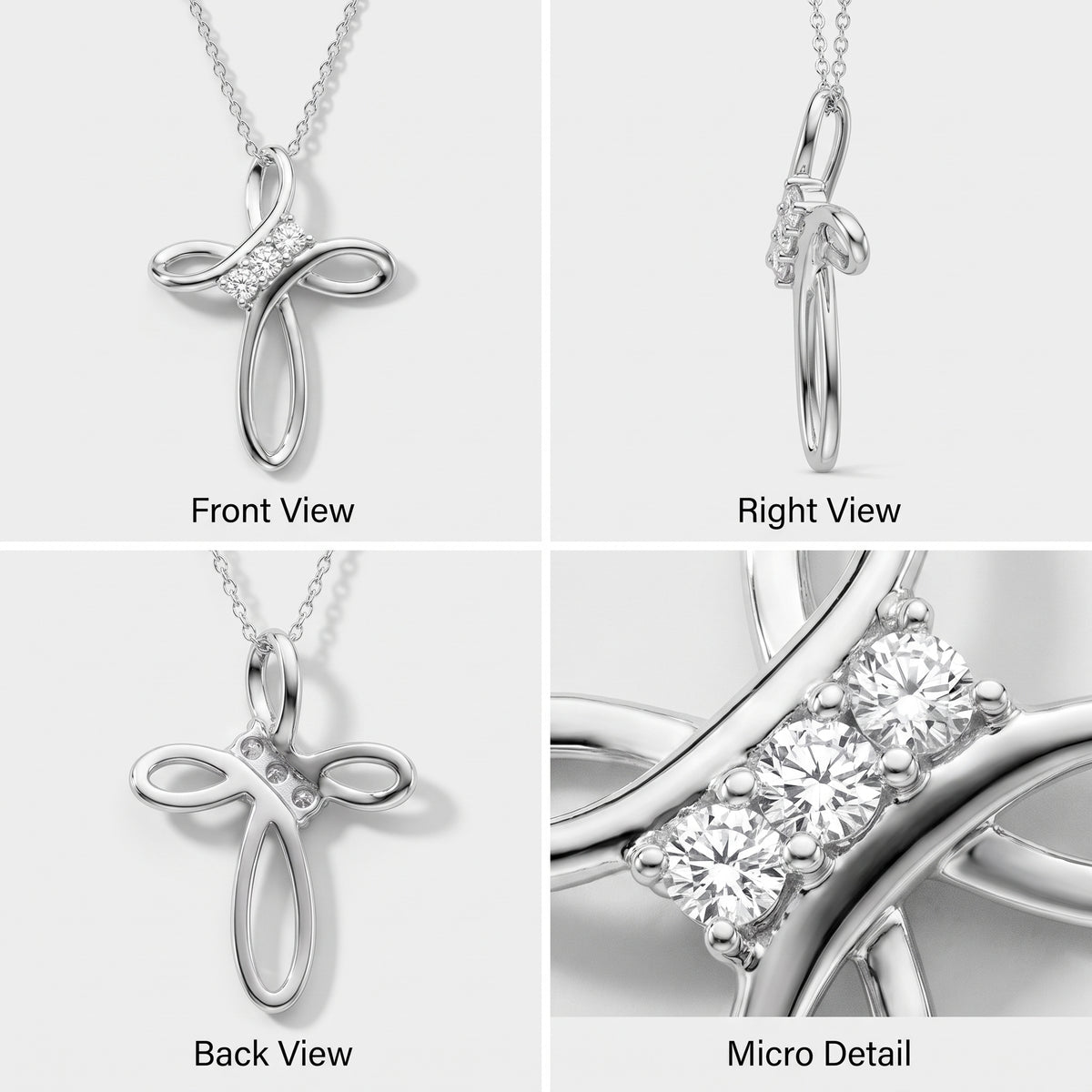 Collar de Cruz de Diamantes Divina Infinitud | Símbolo de Fe Eterna | Plata de Ley de Primera Calidad – MH ELEGANCE