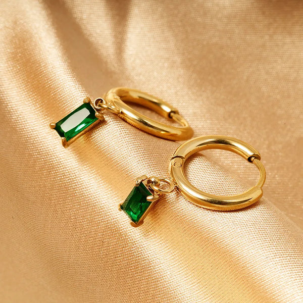 Emerald Stone Hoops