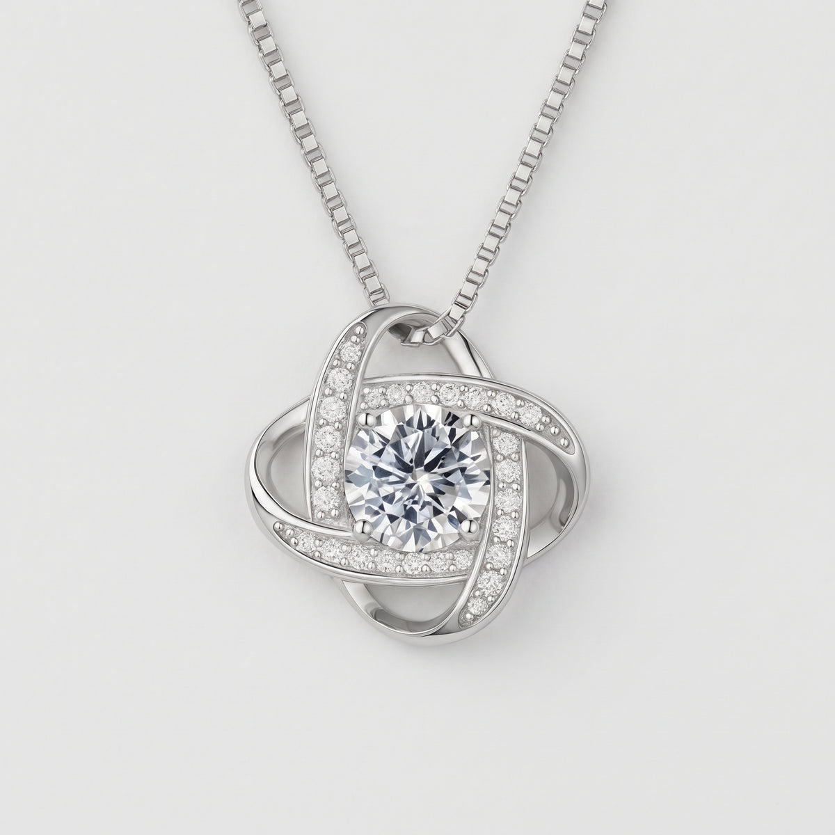 Moissanite Love Knot Necklace | Sterling Silver Pendant for Women | 2 or 3 Carat